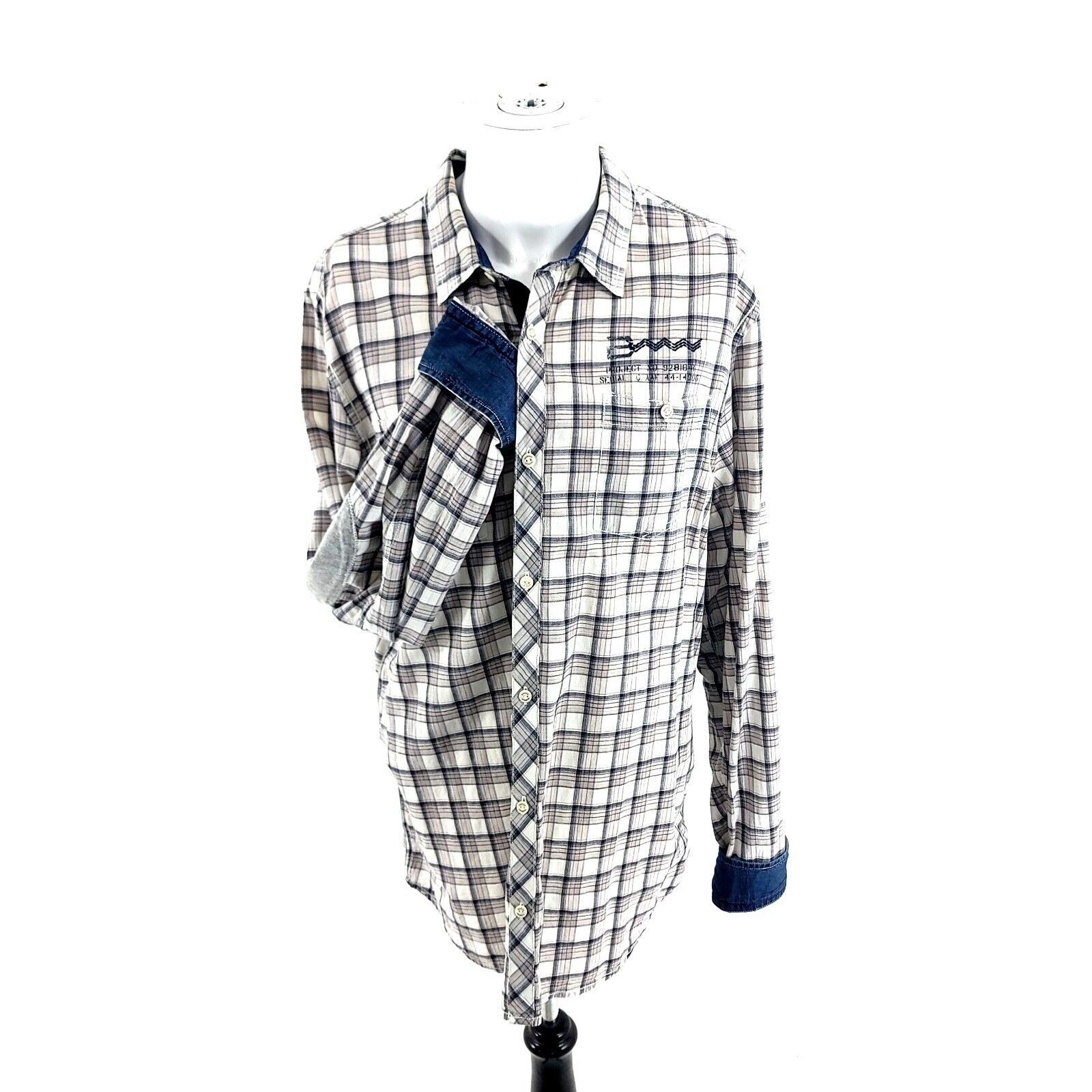 Buffalo David Bitton Buffalo David Bitton XL Tan Blue Plaid Slip Cuff Pocket Dres Size US XL / EU 56 / 4 - 1 Thumbnail