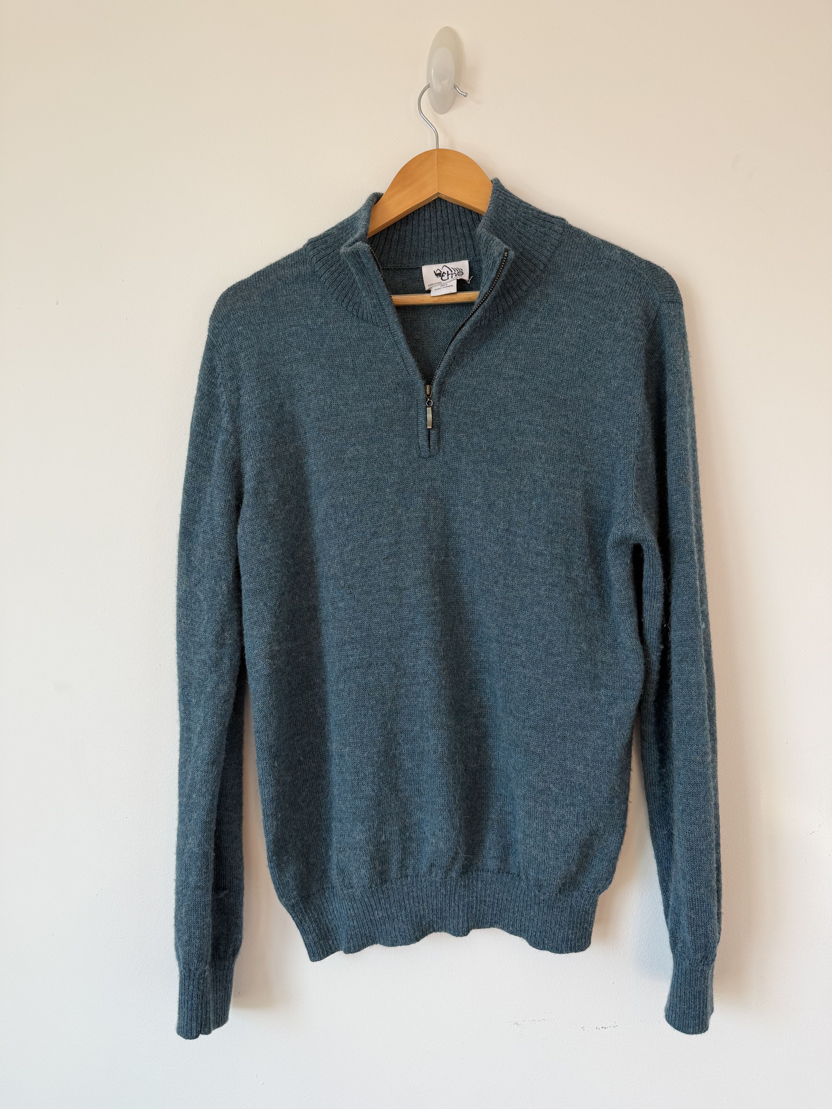 Etro Peru Unlimited 100% Baby Alpaca Quarter Zip Sweater Teal M Size US M / EU 48-50 / 2 - 3 Thumbnail