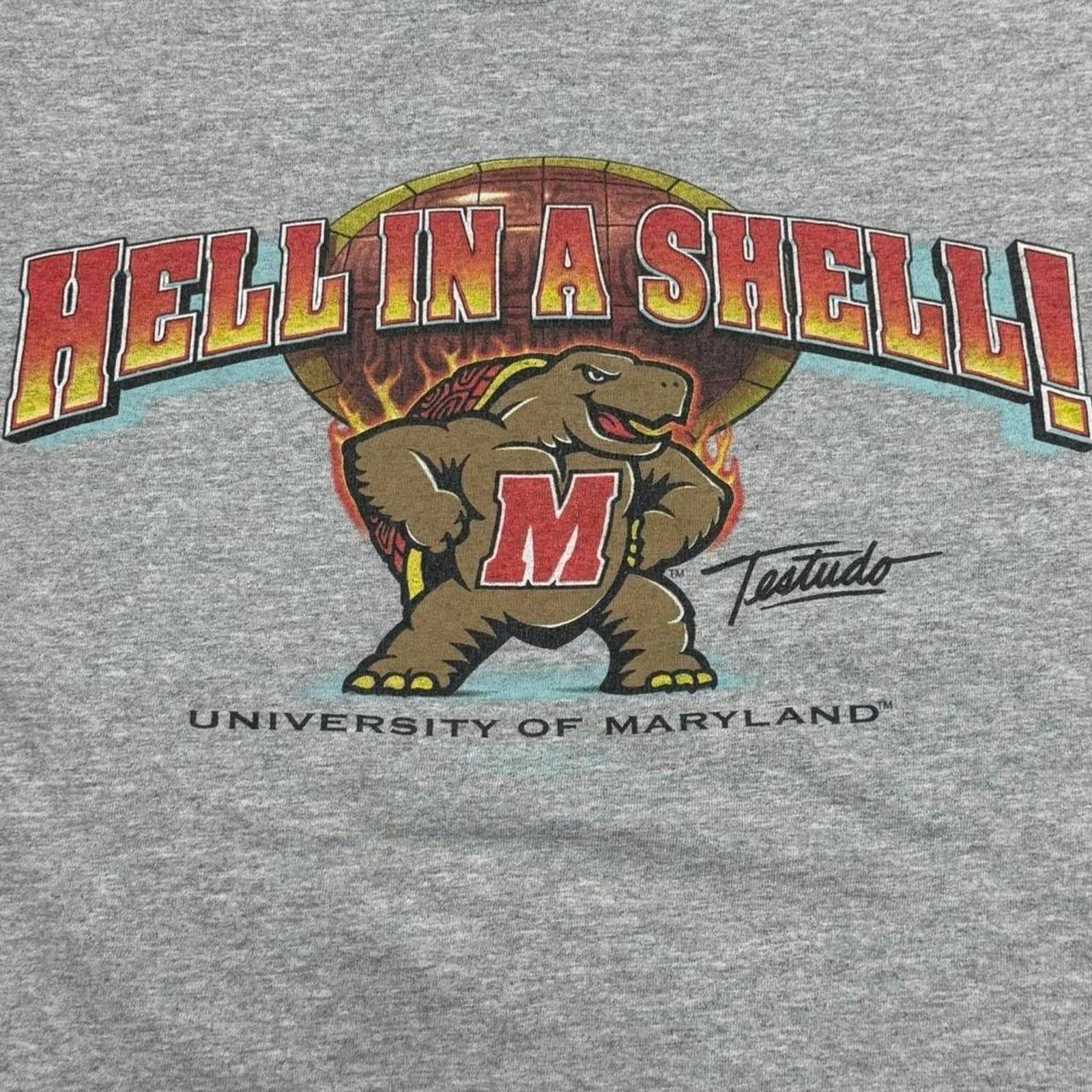 Gildan × Vintage VINTAGE Y2K UNIVERSITY OF MARYLAND HELL IN A SHELL TEE: Size US L / EU 52-54 / 3 - 3 Thumbnail