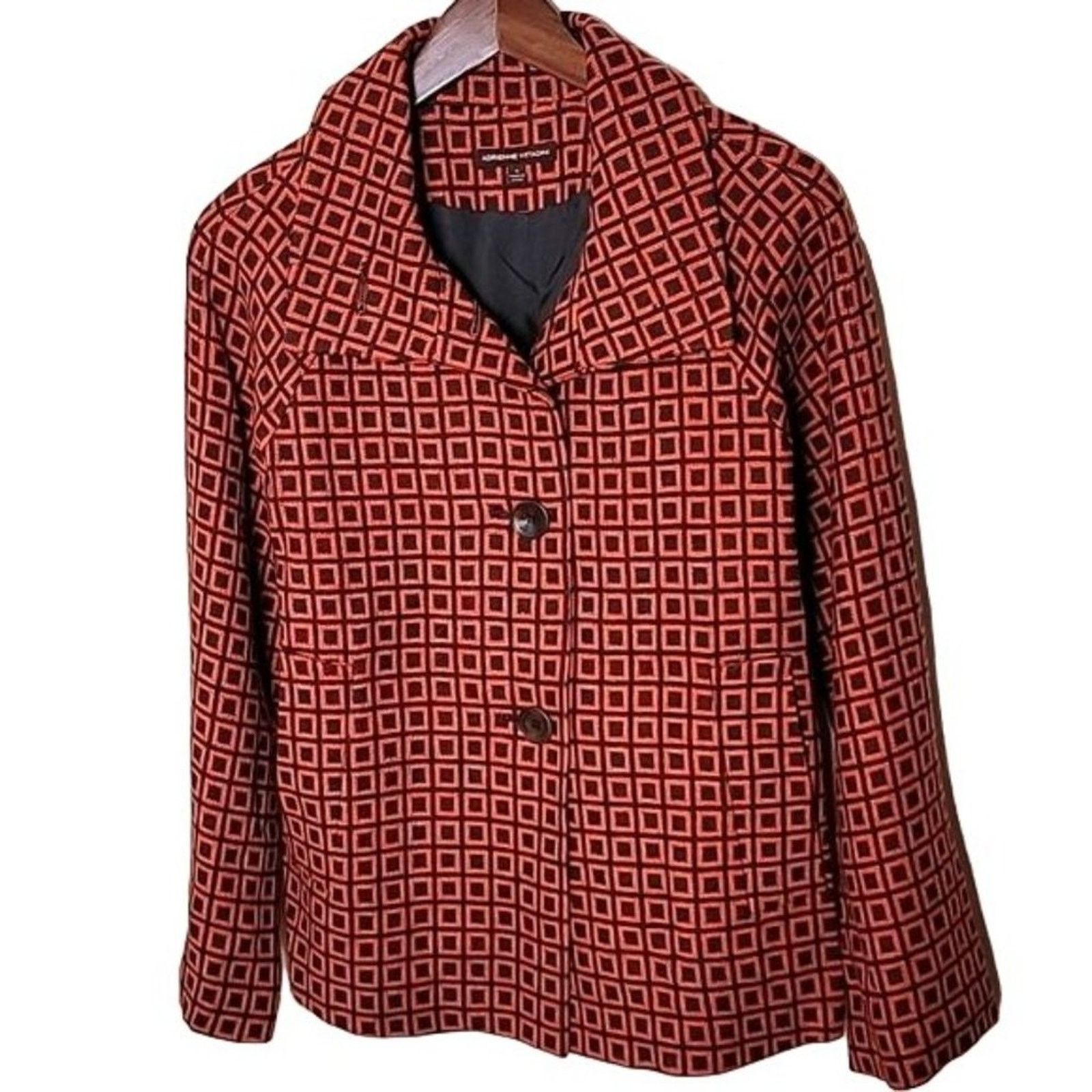 Vintage Adrienne Vittadini Womens Retro Print Wool Blend Cape Jacket Size S / US 4 / IT 40 - 3 Thumbnail