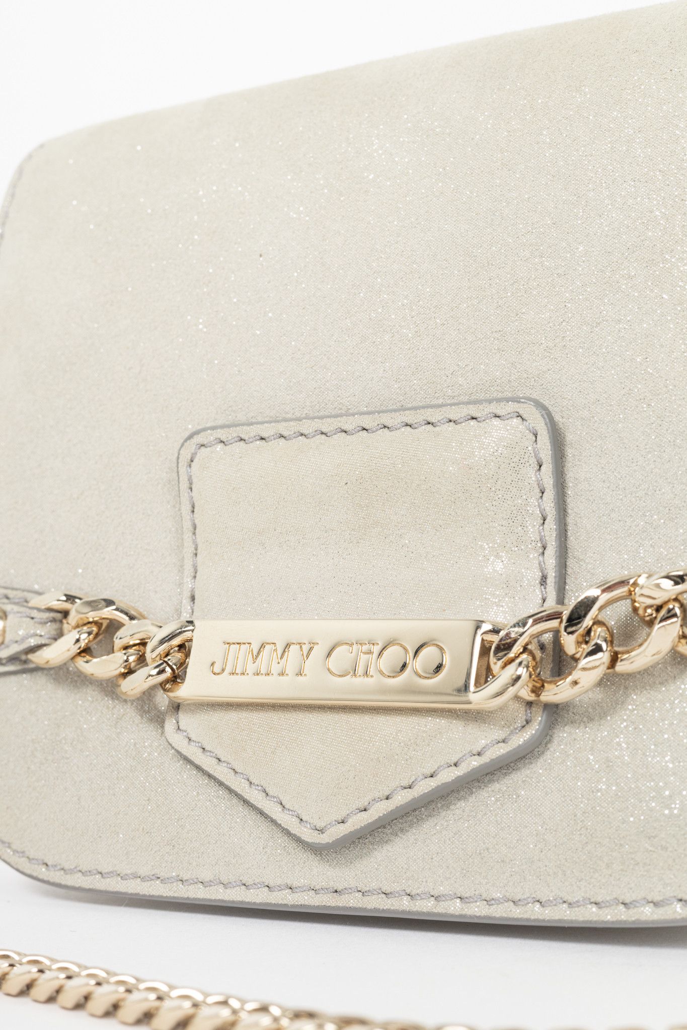 Jimmy Choo Jimmy Choo Shadow Silver Shimmer Leather Flap Crossbody Size ONE SIZE - 8 Thumbnail