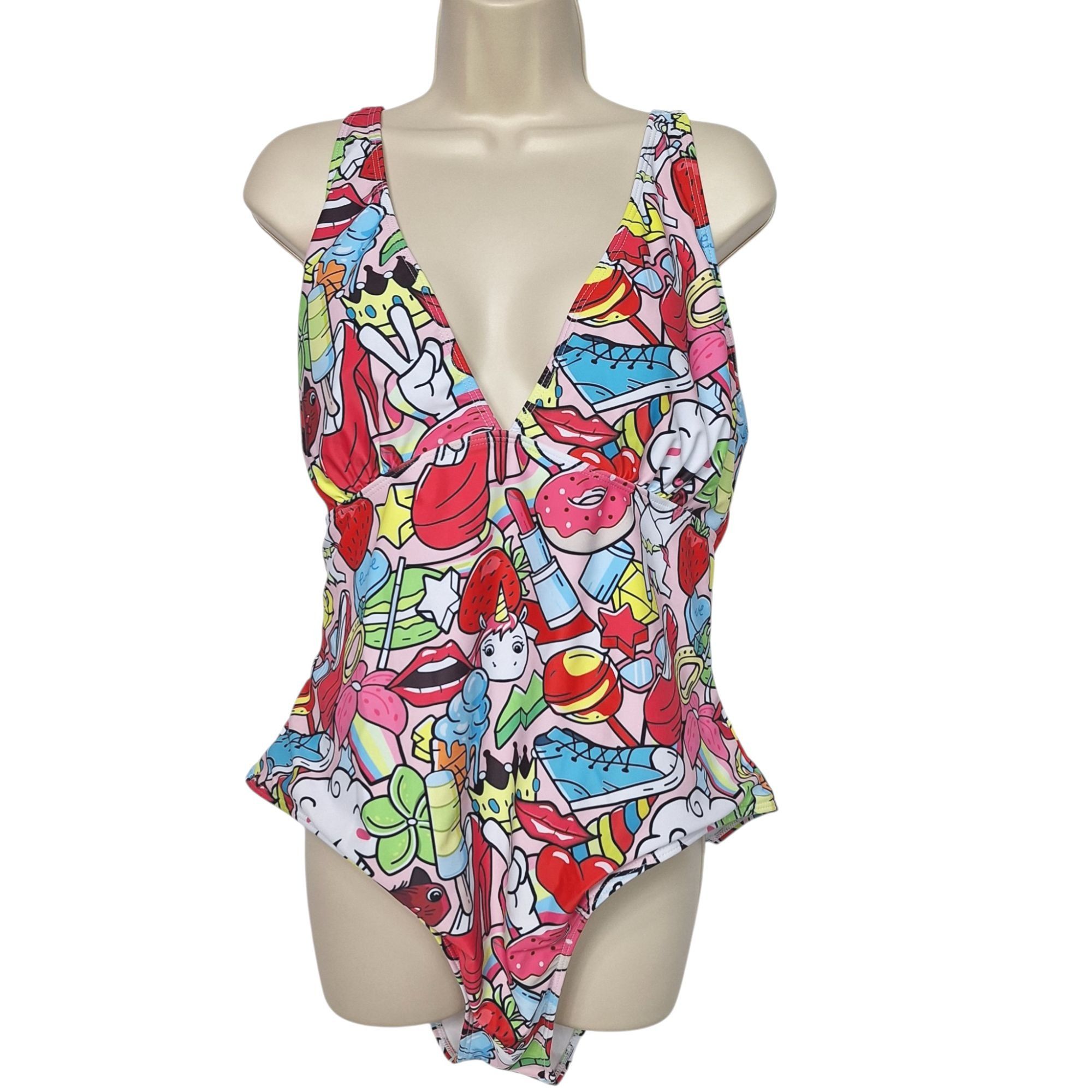 Other Women's One Piece Swimsuit 3XL Cartoon Pop Art Print Rainbow Size 3XL / US 20-22 - 2 Thumbnail