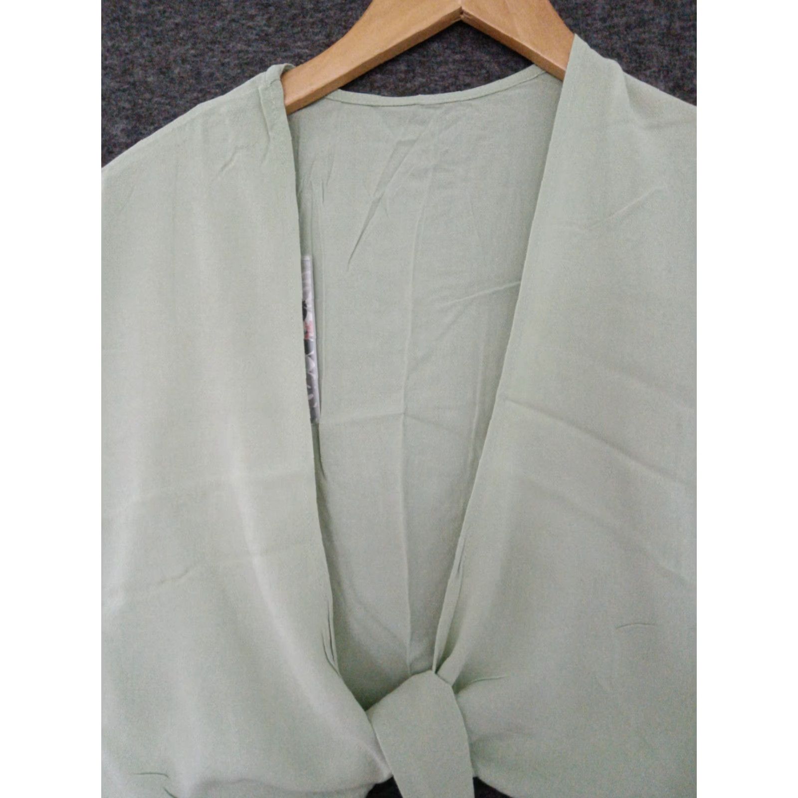 Swims Toluca Swim Women's T-Shirt Cropped Linen Tie Front Eucalyptus S Short Sleeve V-Neck Accessible Fit Slim Color Eucalyptus Size S / US 4 / IT 40 - 3 Thumbnail