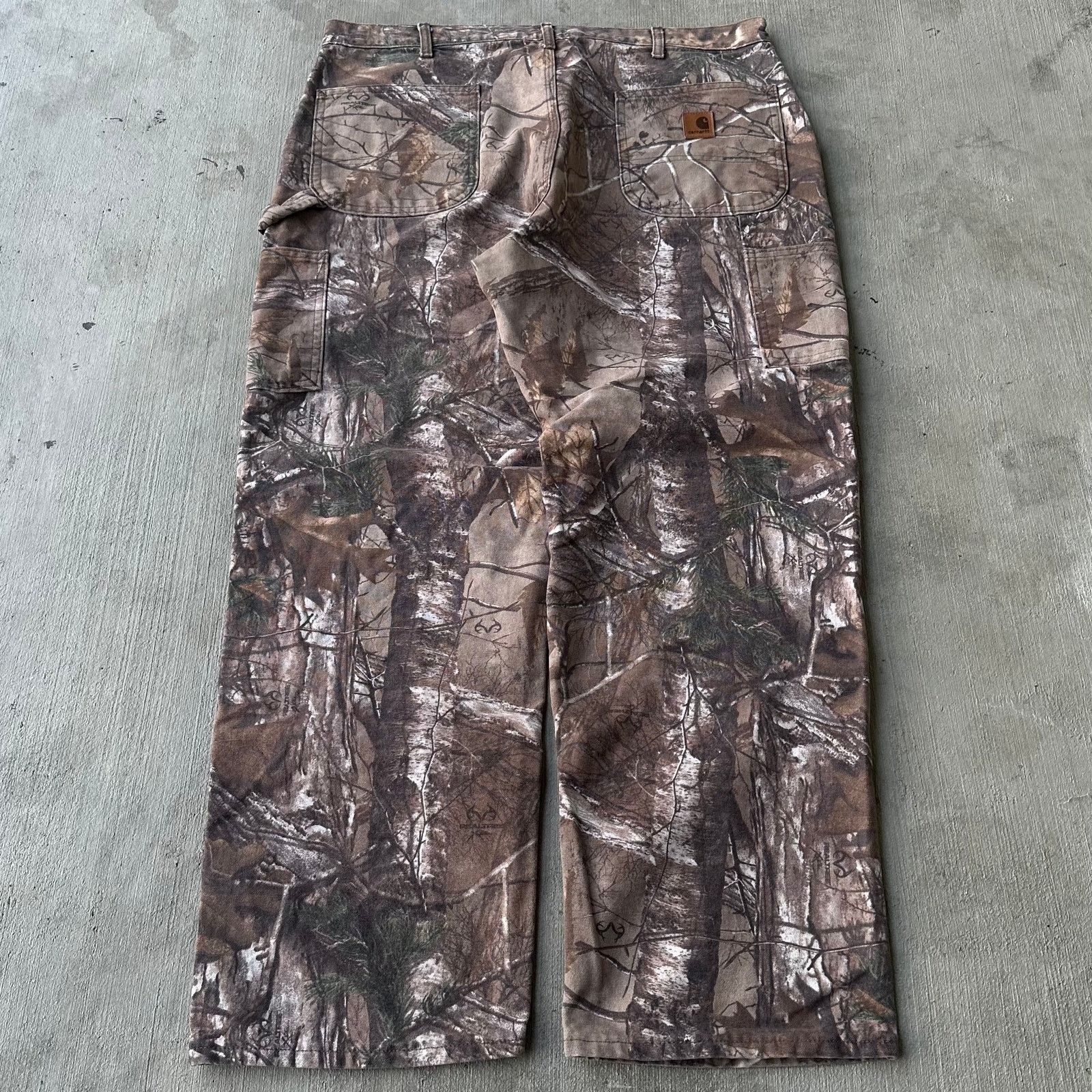 Pre-owned Carhartt X Vintage Y2k Carhartt Camo Realtree Work Wear Carpenter Pants In Green