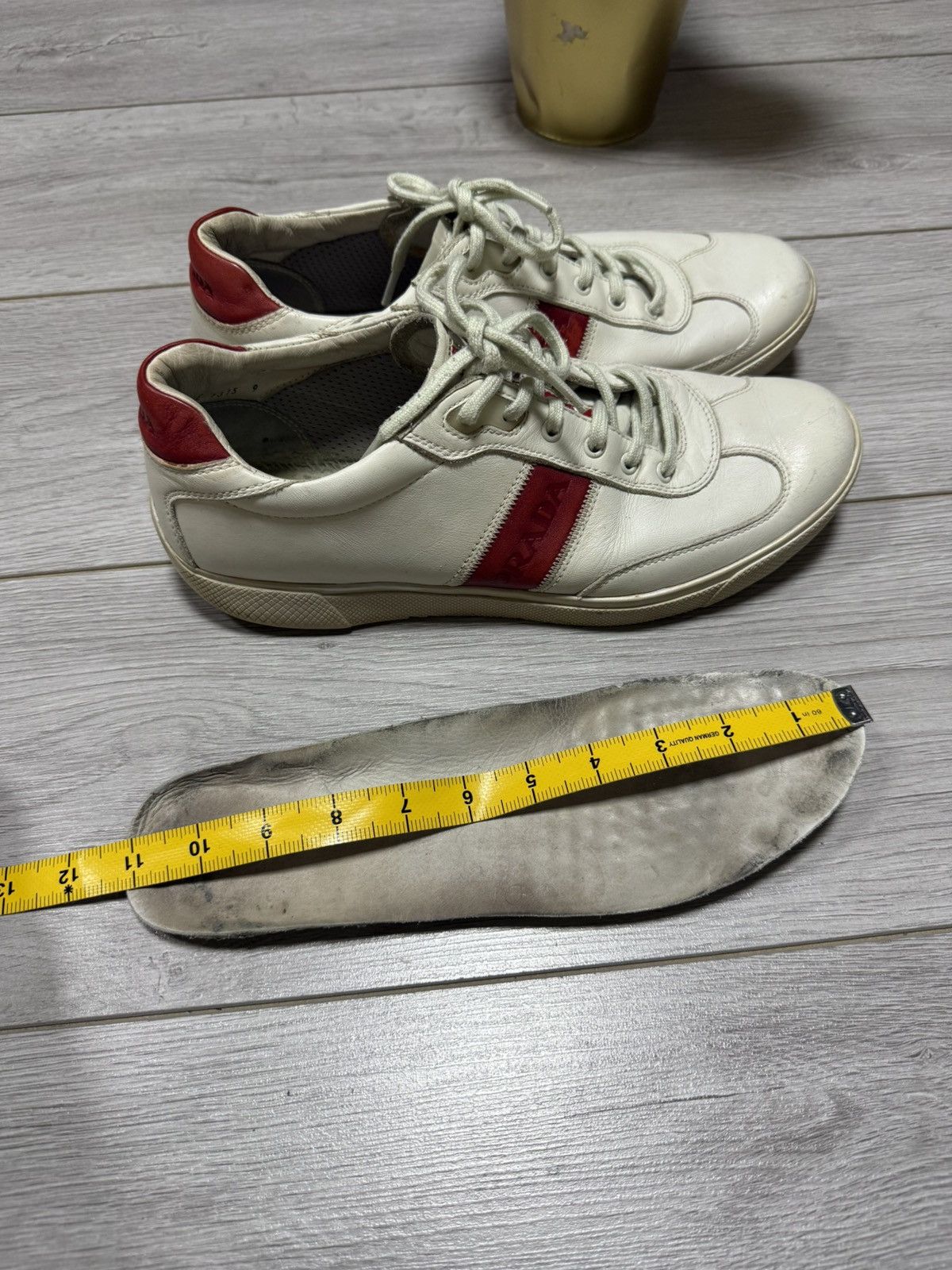 Prada Prada leather red tab sneakers shoes americas cup Size US 10 / EU 43 - 11 Thumbnail