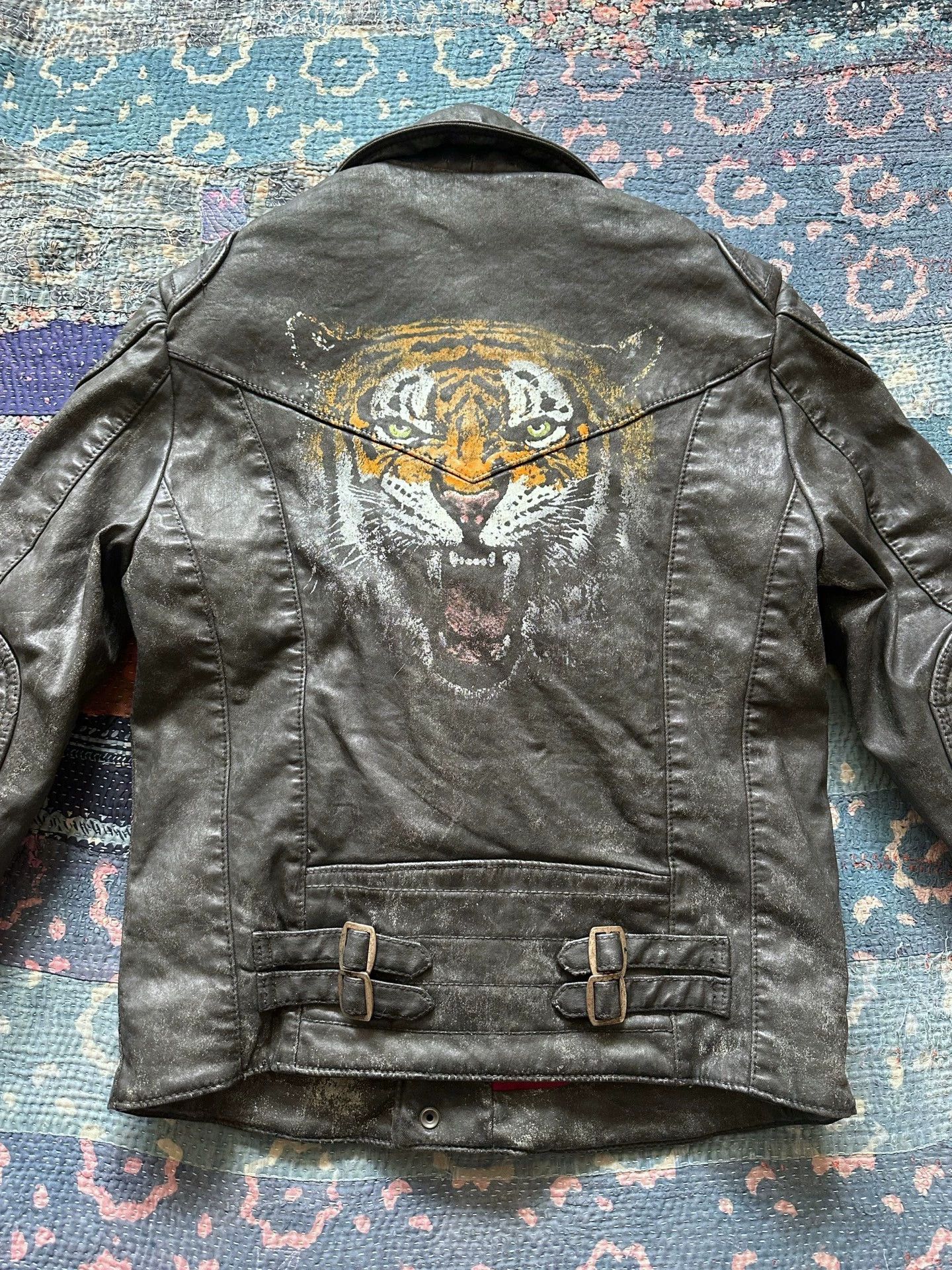 RRL Ralph Lauren RRL Slant Zip Coated Motorcycle Jacket Tiger Head Size US S / EU 44-46 / 1 - 2 Thumbnail
