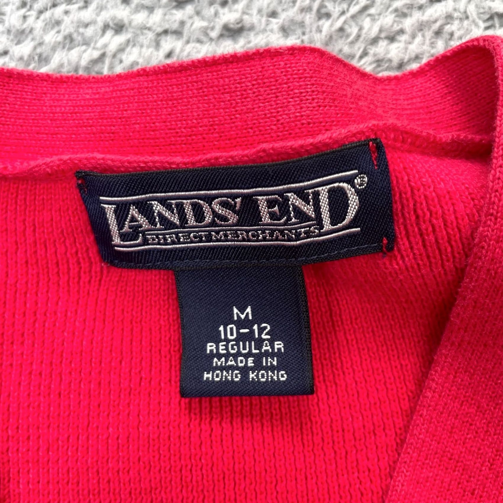 Lands' End VINTAGE Lands' End Sweater Cardigan Womens Medium Red Tight-Knit Button Front V-Neck Winter Casual Comfort Men’s? Size M / US 6-8 / IT 42-44 - 3 Thumbnail