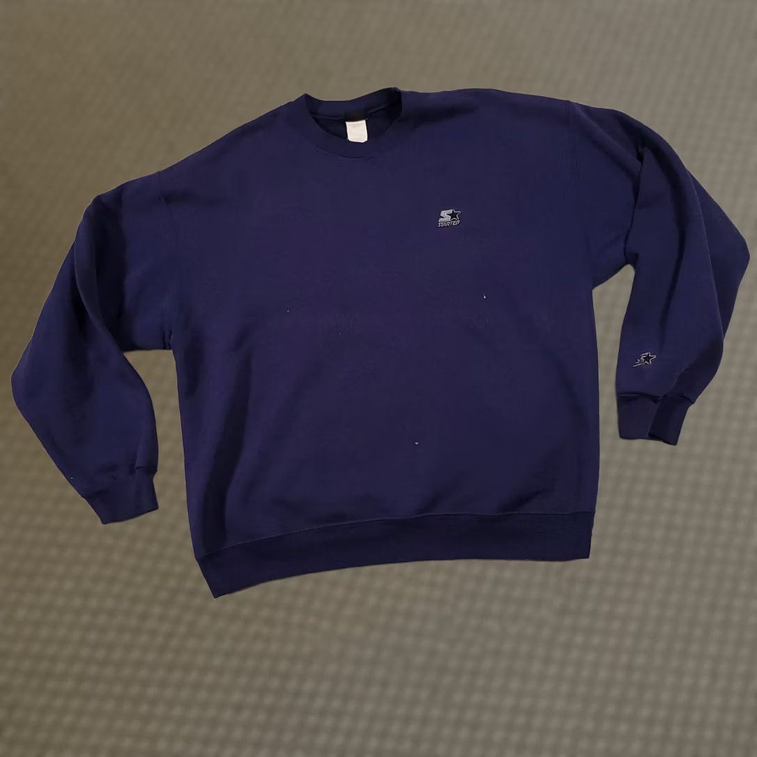 Starter VINTAGE Starter Sweatshirt Crewneck Mens Large Navy Blue Embroidered Y2K 90s Size US L / EU 52-54 / 3 - 1 Thumbnail