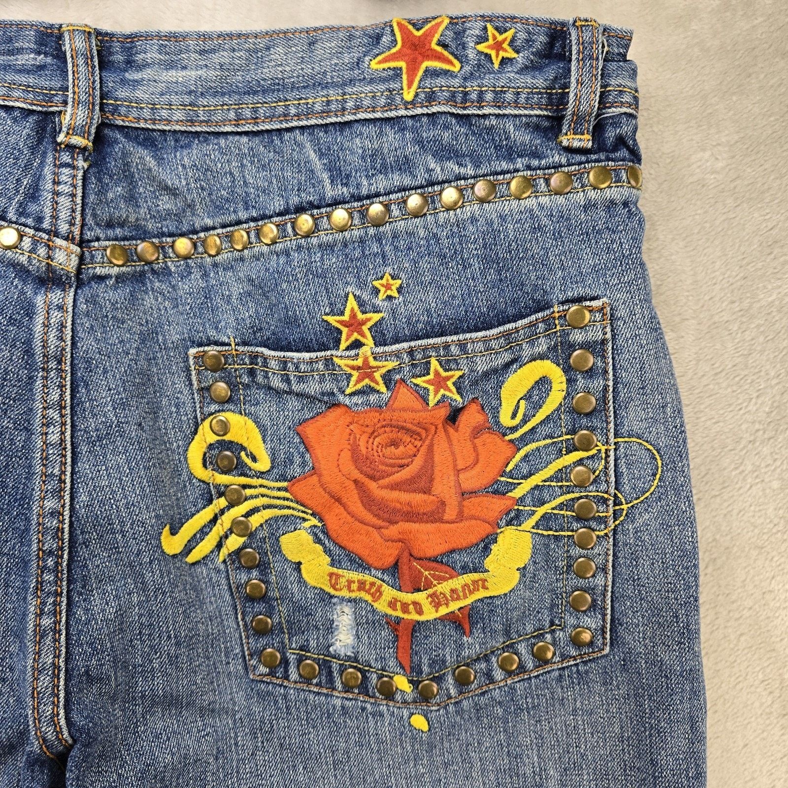 Sean John Sean John Baggy Jeans 36x27 Floral Embroidery Studded Y2K Size US 36 / EU 52 - 9 Thumbnail