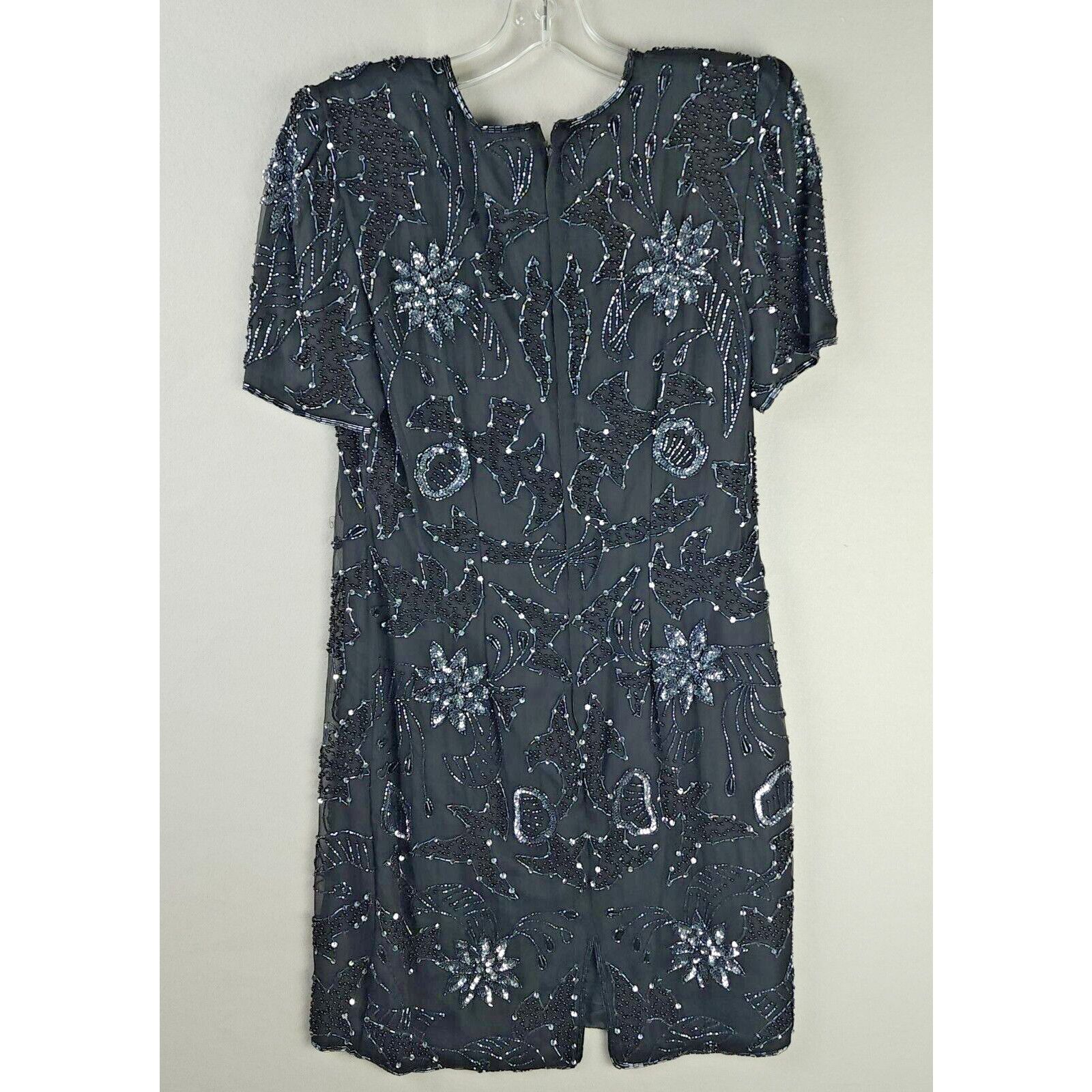 Vintage Robert Anthony Sequined Beaded Lined 100% Silk Dress P12 Size XL / US 12-14 / IT 48-50 - 8 Thumbnail