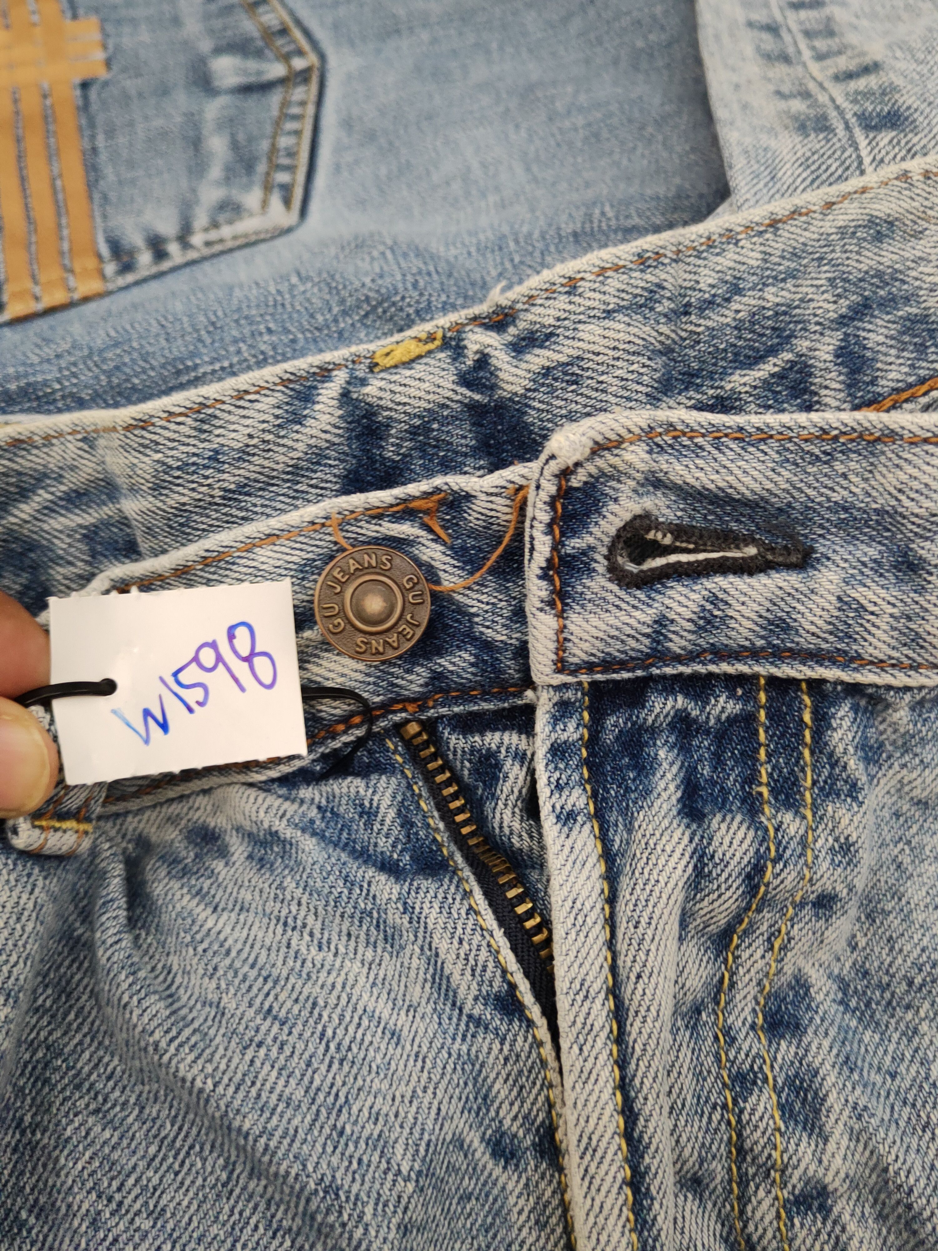 GU GU Light Blue Distressed Ripped denim Jeans #W1598 Size US 32 / EU 48 - 15 Thumbnail