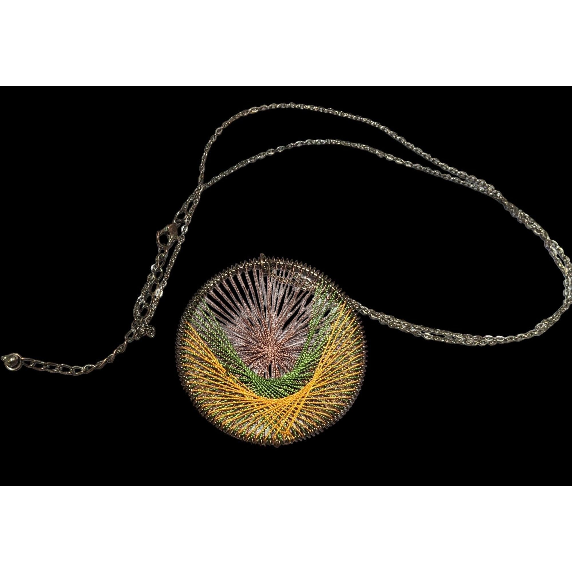 Other Earth Tone Macrame Threaded Pendant Necklace Size ONE SIZE - 3 Thumbnail