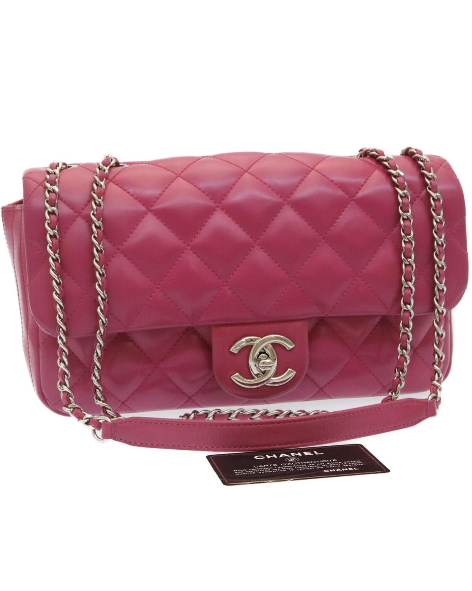 image of Chanel Matelasse Coco Rain Double Chain Shoulder Bag Lamb Skin in Pink, Women's