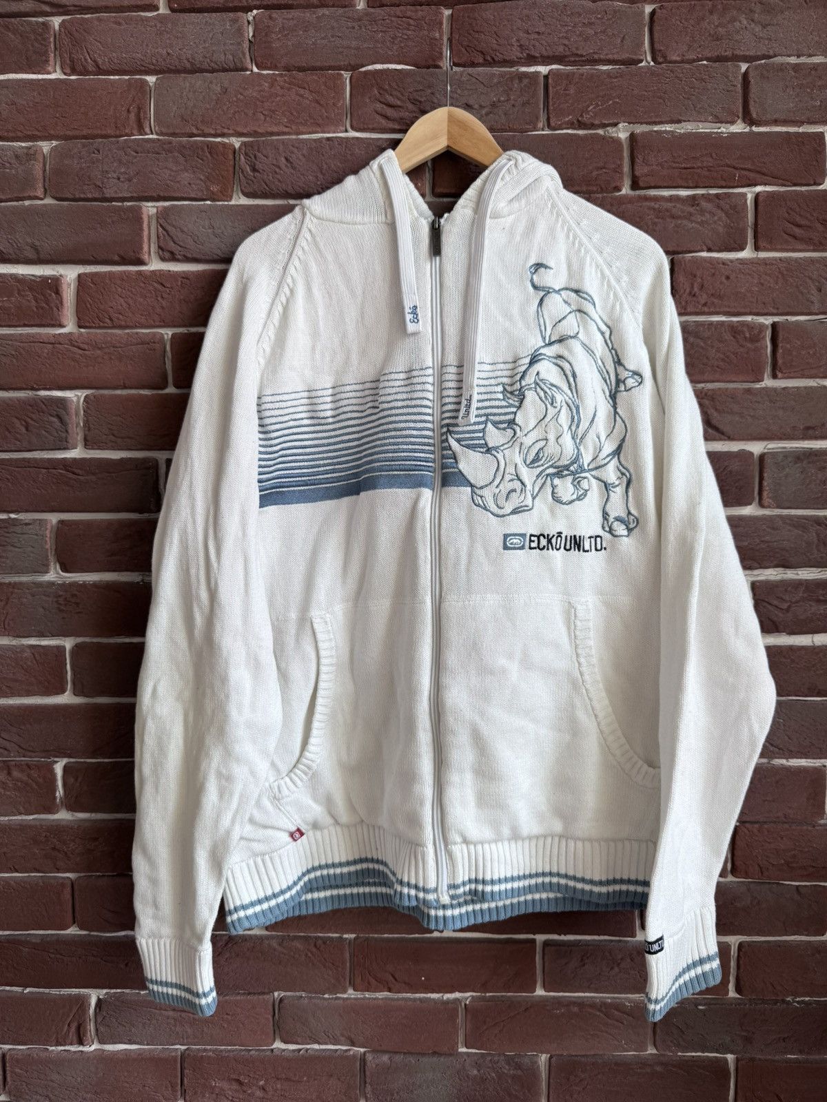 Ecko Unltd. Vintage Y2K Ecko Unltd Rhino Logo Hoodie XL White Size US XL / EU 56 / 4 - 1 Thumbnail