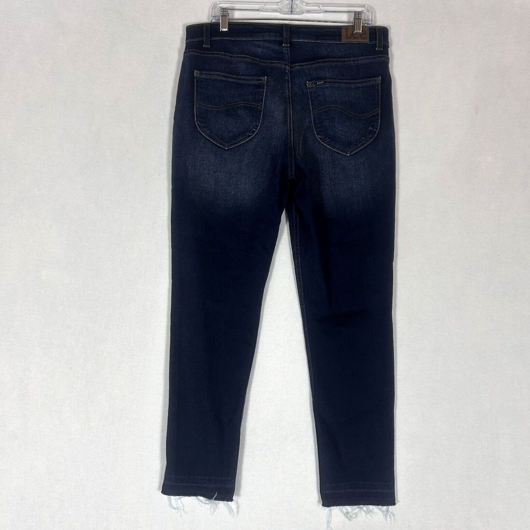 Lee Lee Heritage Jeans Womens 14 Slim Fit Skinny Ankle High Rise Dark Wash Denim Jeans Blue Slimming 5-Pocket Zipper Button Womens Jeans Size 36" / US 14 / IT 50 - 4 Thumbnail