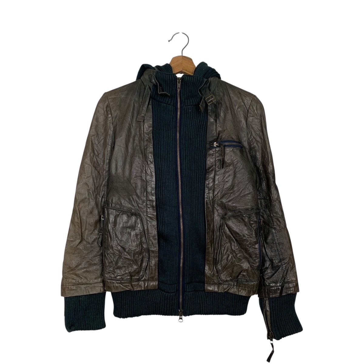 Other Smork Hooded Leather Jacket Size XS / US 0-2 / IT 36-38 - 1 Thumbnail