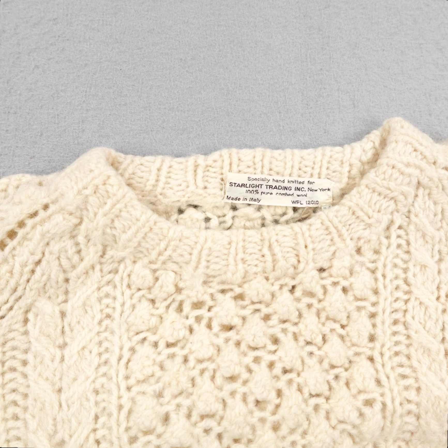 Vintage VINTAGE Starlight Trading Sweater Womens Medium Beige Hand Cable Knit Wool Italy Size M / US 6-8 / IT 42-44 - 2 Thumbnail