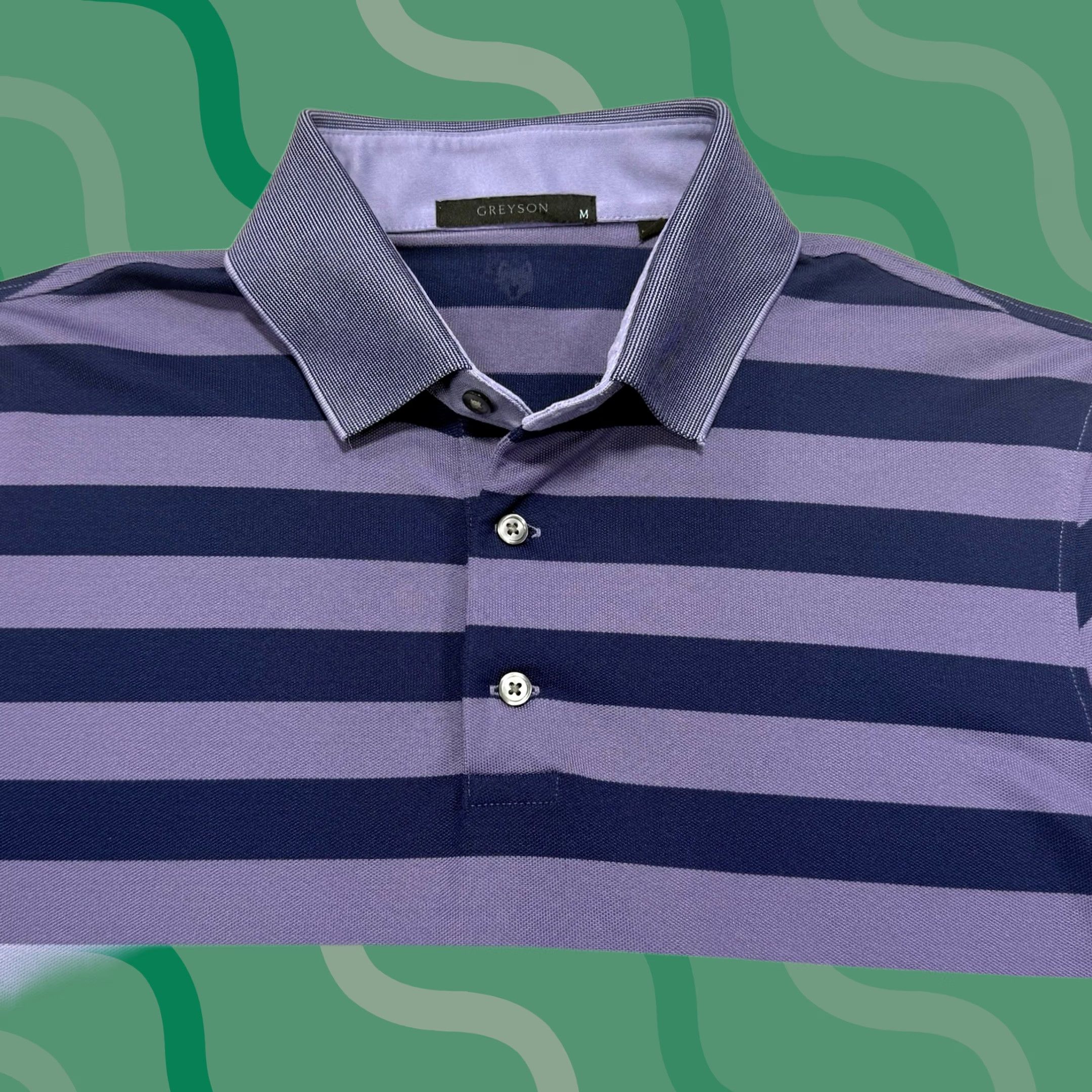 Vintage Greyson Polo Shirt Mens M Purple Striped Wolf Logo Golf Lightweight Stretch Shirt Mens M Purple Striped Wolf Logo Golf Lightweight Stretch Size US M / EU 48-50 / 2 - 1 Thumbnail