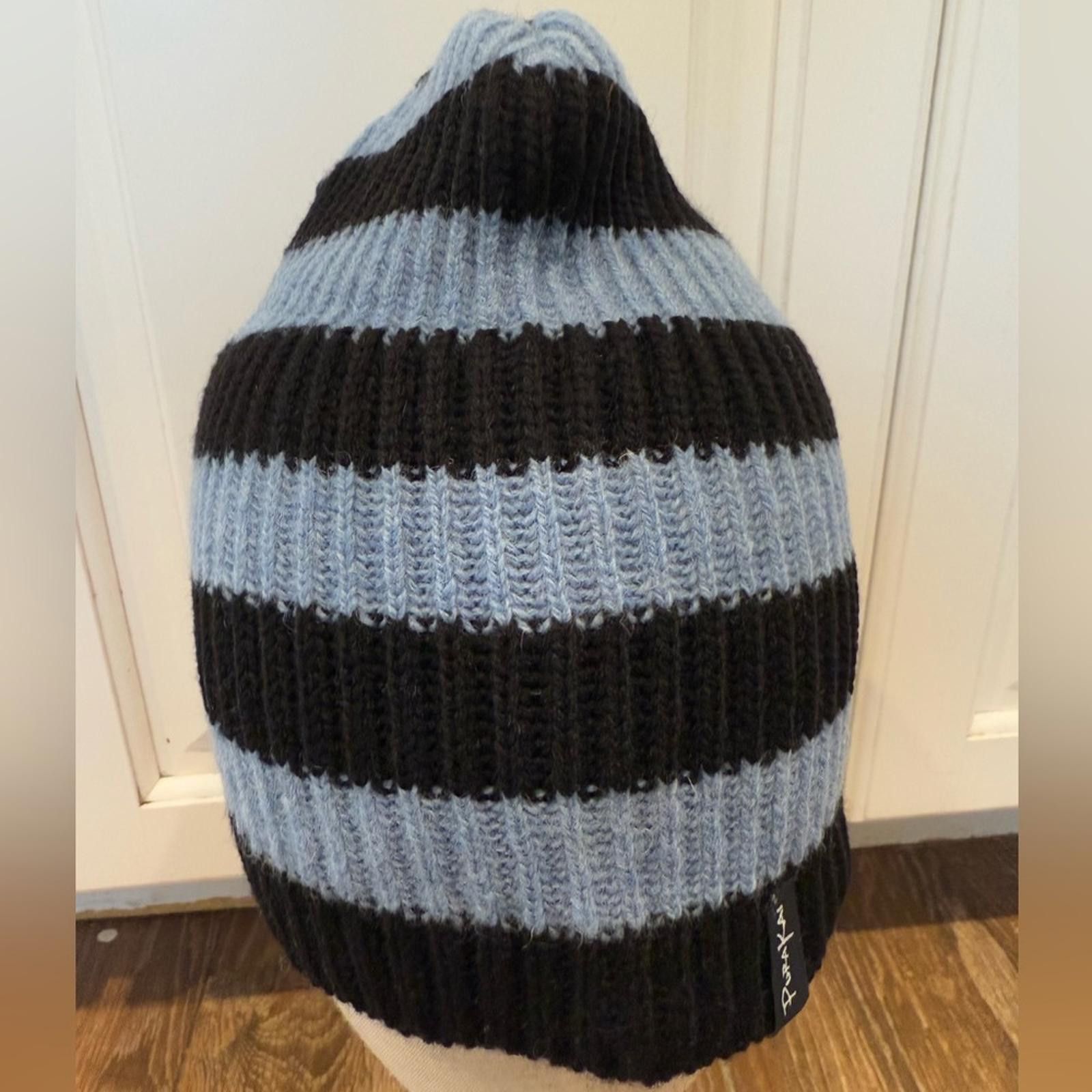 Puritan Purakan wool knit beanie blue black stripes Size ONE SIZE - 4 Thumbnail
