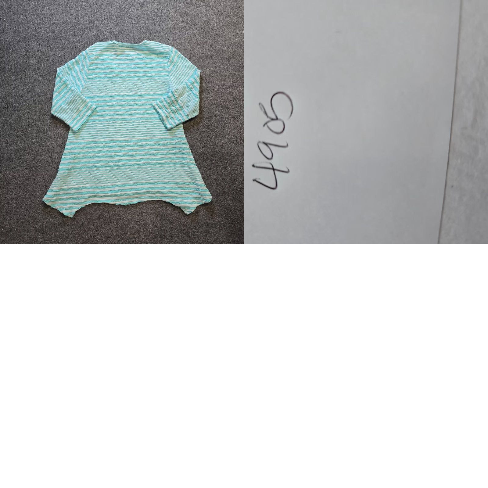 Vintage Lulu B Top Womens M Green Striped 3/4 Sleeve Textured Stretch Tunic Casual Shirt Blouse Womens Size M / US 6-8 / IT 42-44 - 8 Thumbnail