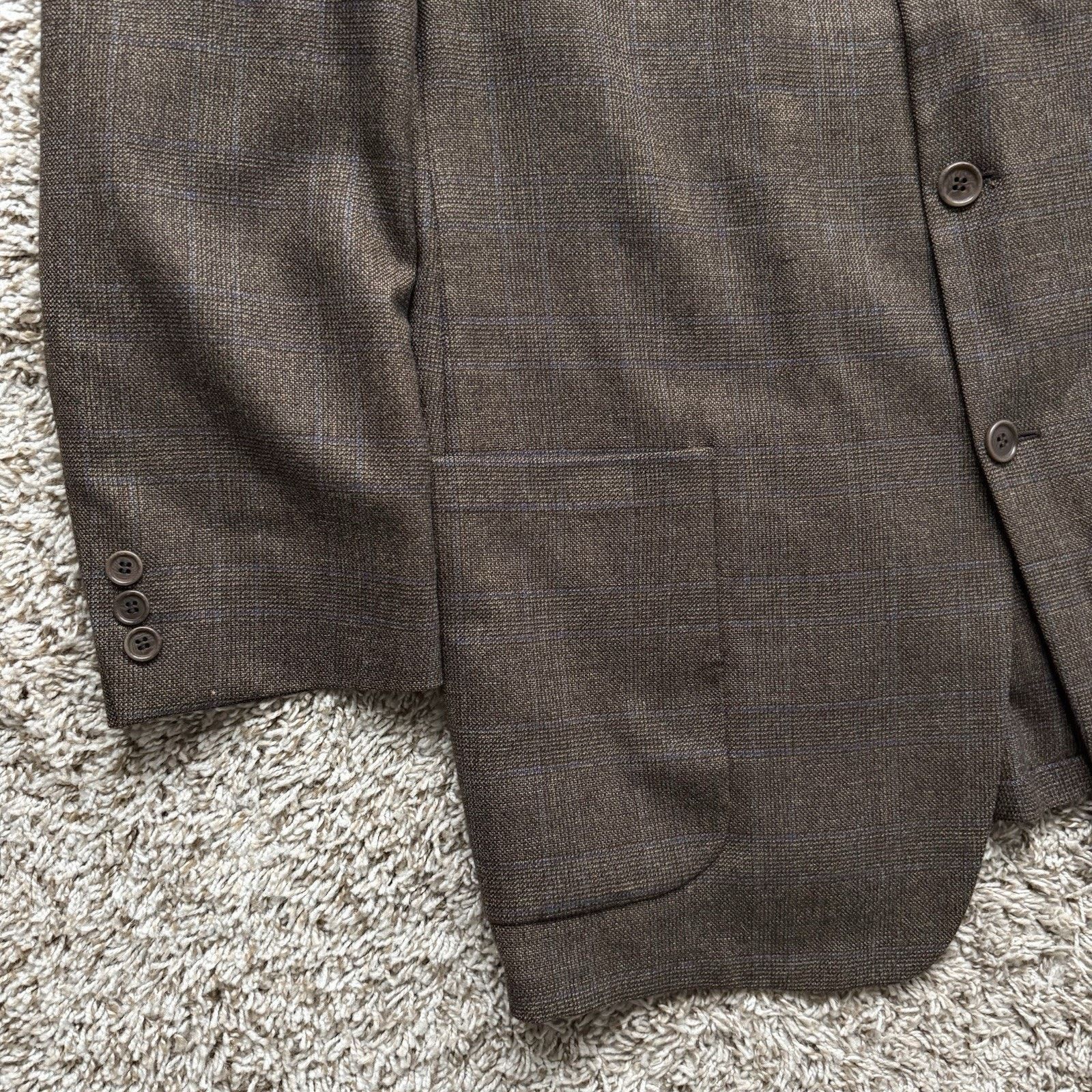 Ermenegildo Zegna × Vintage Ermenegildo Zegna Brown Plaid Suit Jacket 3 Button Wool 44R Size 44R - 4 Thumbnail