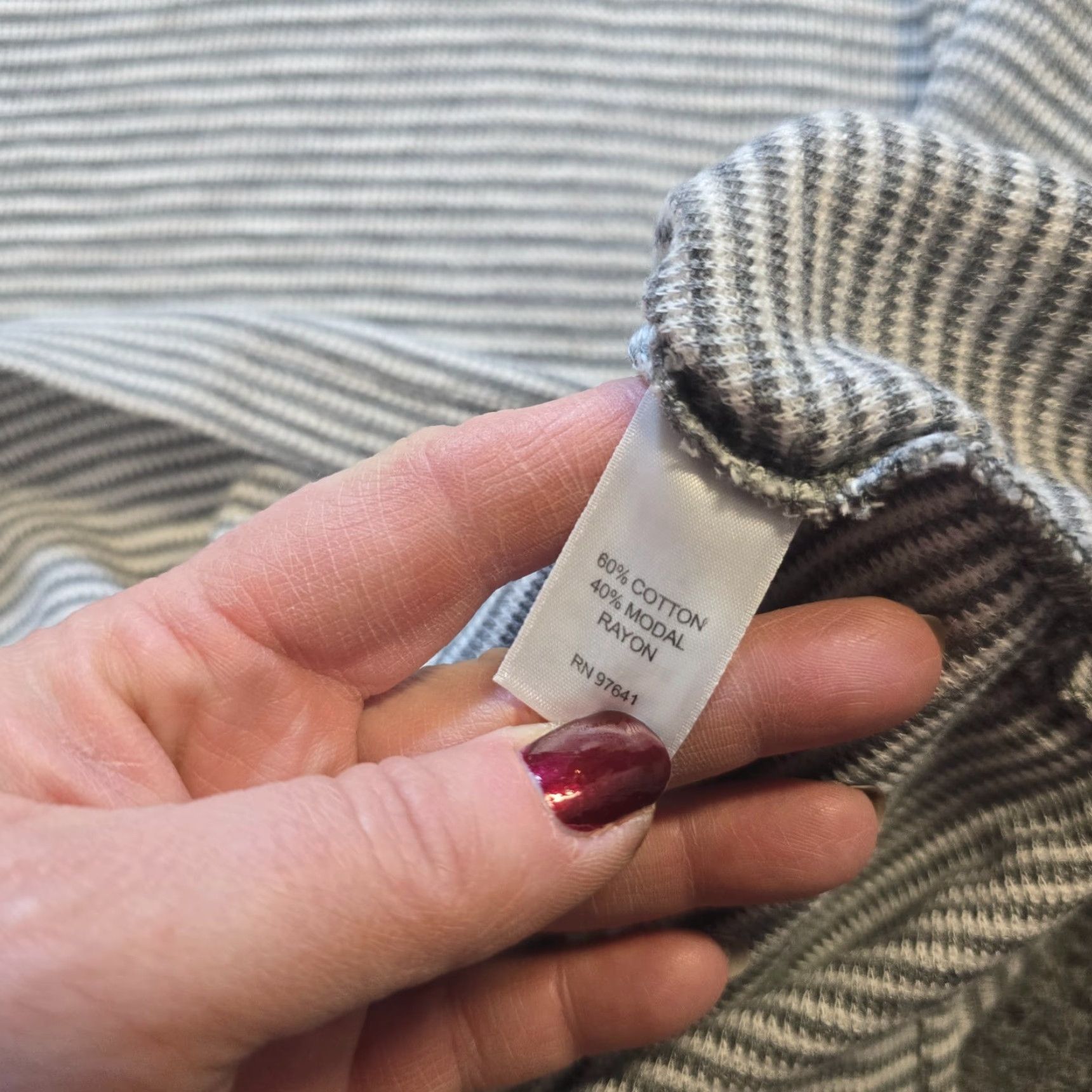 J. Jill J. Jill Blouse Women's XL Gray Striped Thermal Texture Long Sleeve Knit Cotton Regular Fit Shirt Size XL / US 12-14 / IT 48-50 - 7 Thumbnail