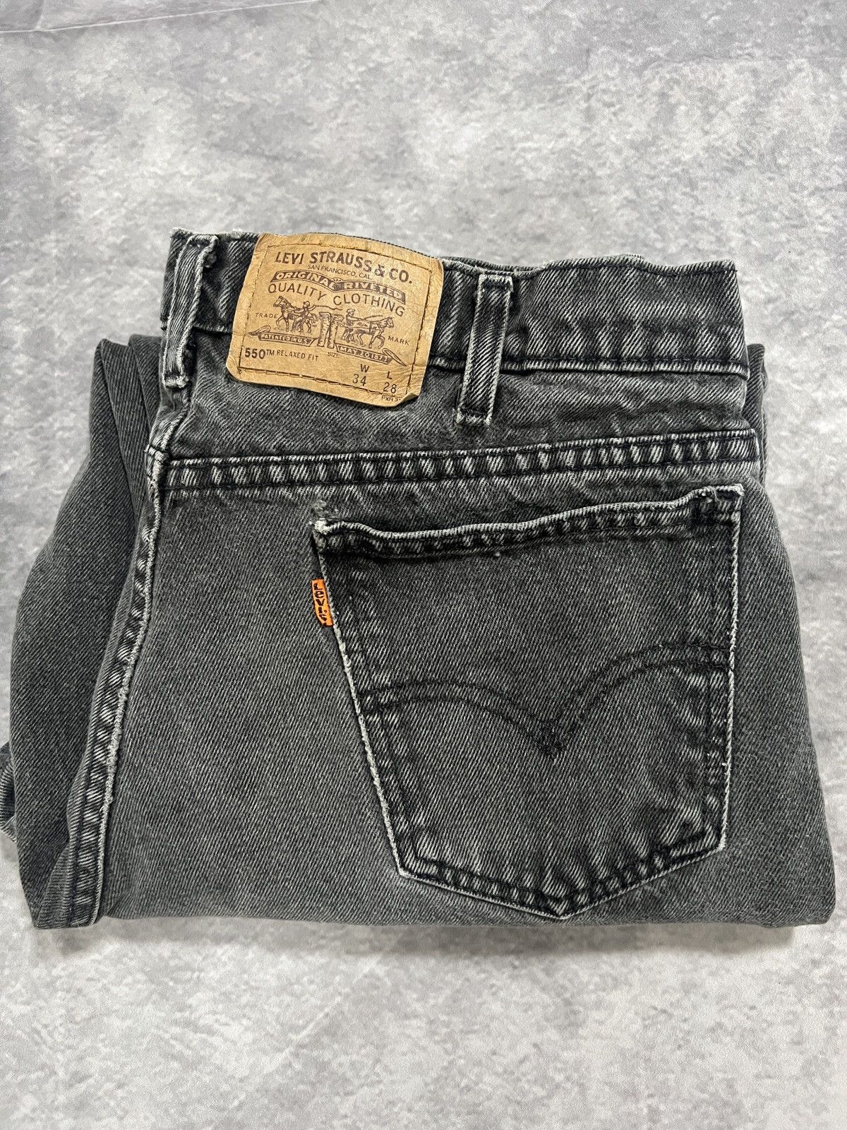 Levi's Levi’s 550 Black Denim Jeans Husky 34x28 Relaxed Fit Tapered Size US 34 / EU 50 - 4 Thumbnail