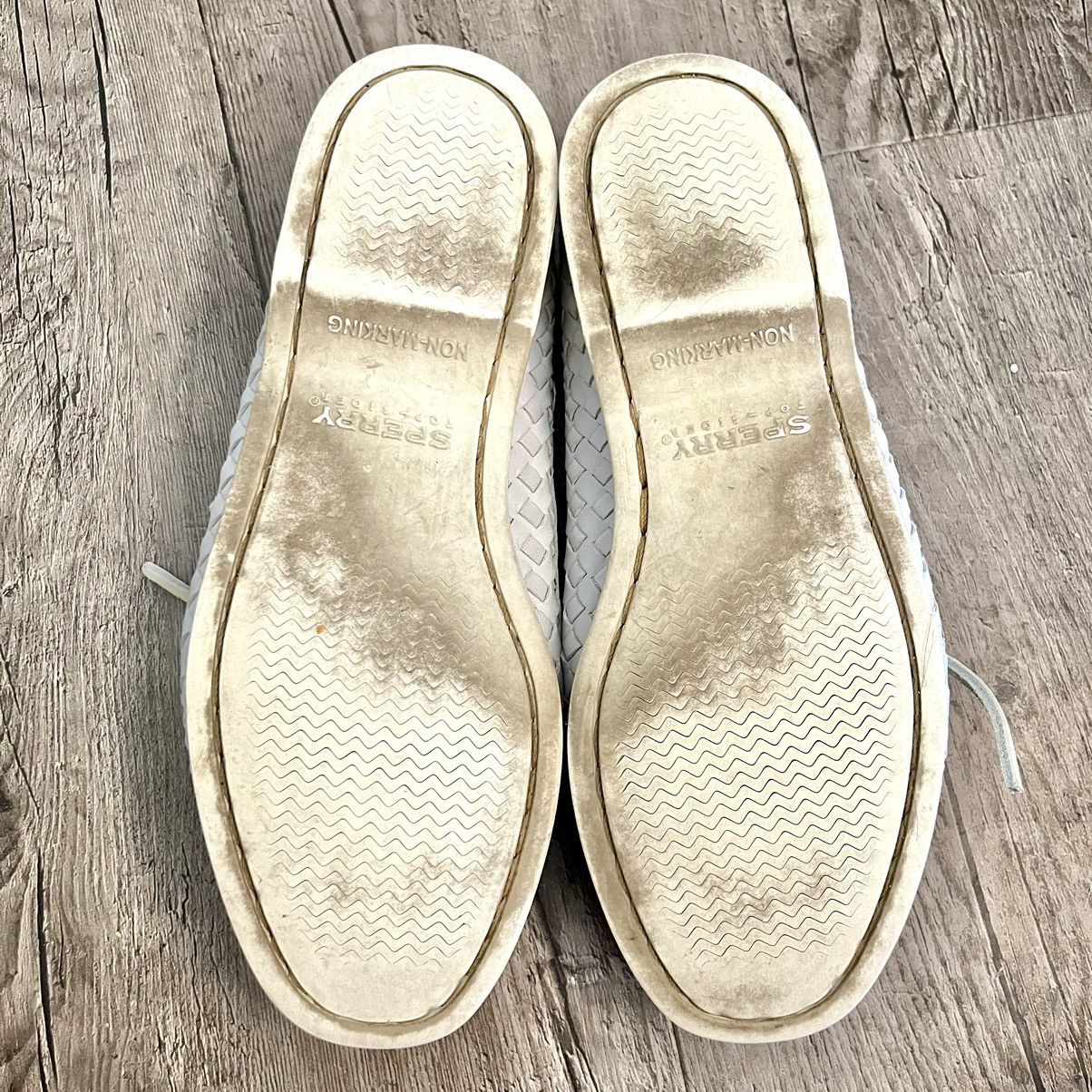 Sperry Sperry Top Slider Gray & Metallic Silver Woven Boat Shoes Size US 6.5 / IT 36.5 - 13 Thumbnail