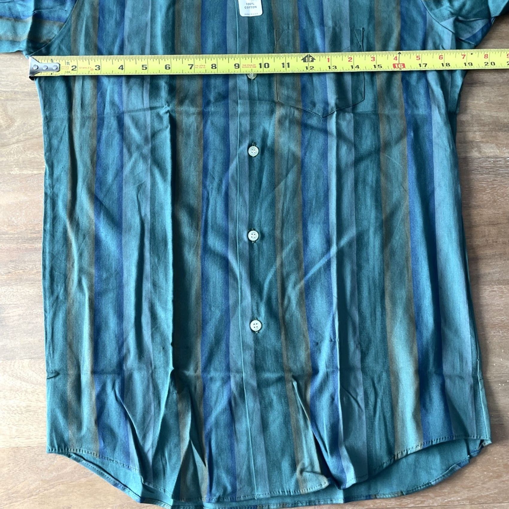Vintage VINTAGE Ely & Walker Shirt Mens 18 Slim Fit Cotton 1950s Green Rockabilly Button-Front Long Sleeve Size US XXL / EU 58 / 5 - 7 Thumbnail