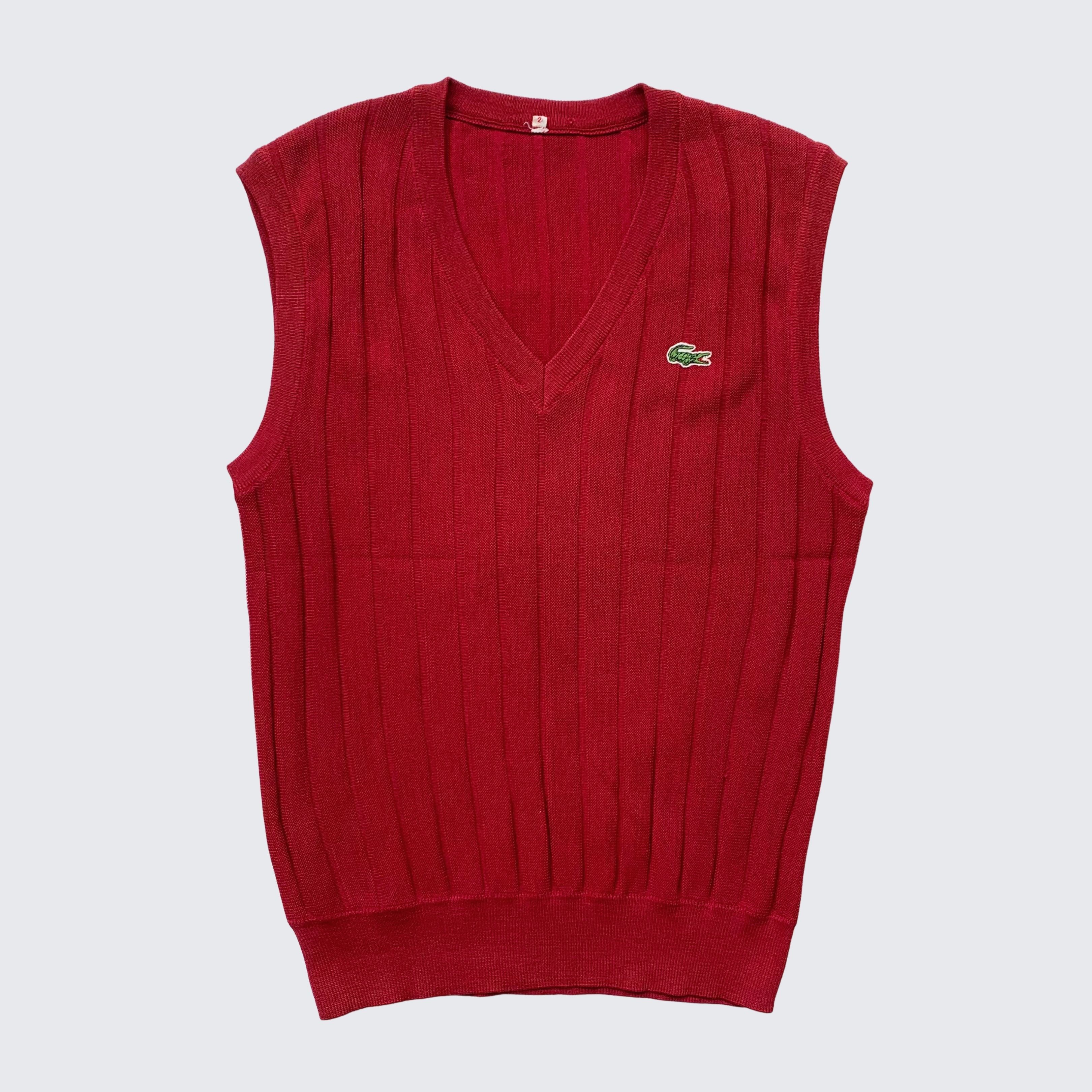Lacoste Maroon 1980s Lacoste Mini Logo Stripes Knit Vest Size US M / EU 48-50 / 2 - 1 Thumbnail