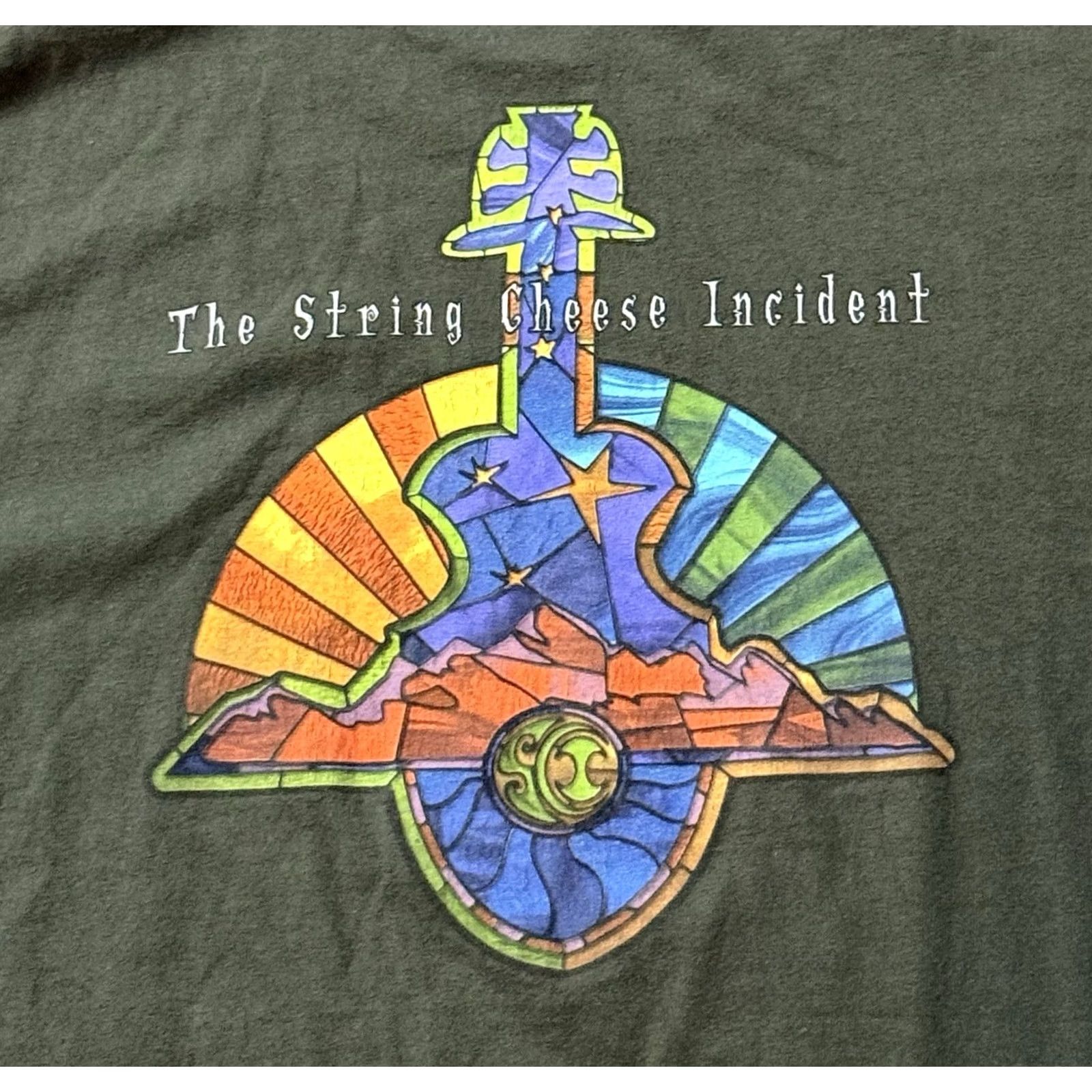 Anvil VINTAGE The String Cheese Incident Stainglass Guitar Tour Shirt XL Jam Shirt Mens Green 90s Band Music Hippie Rock Holiday Limited Edition Size US XL / EU 56 / 4 - 4 Thumbnail