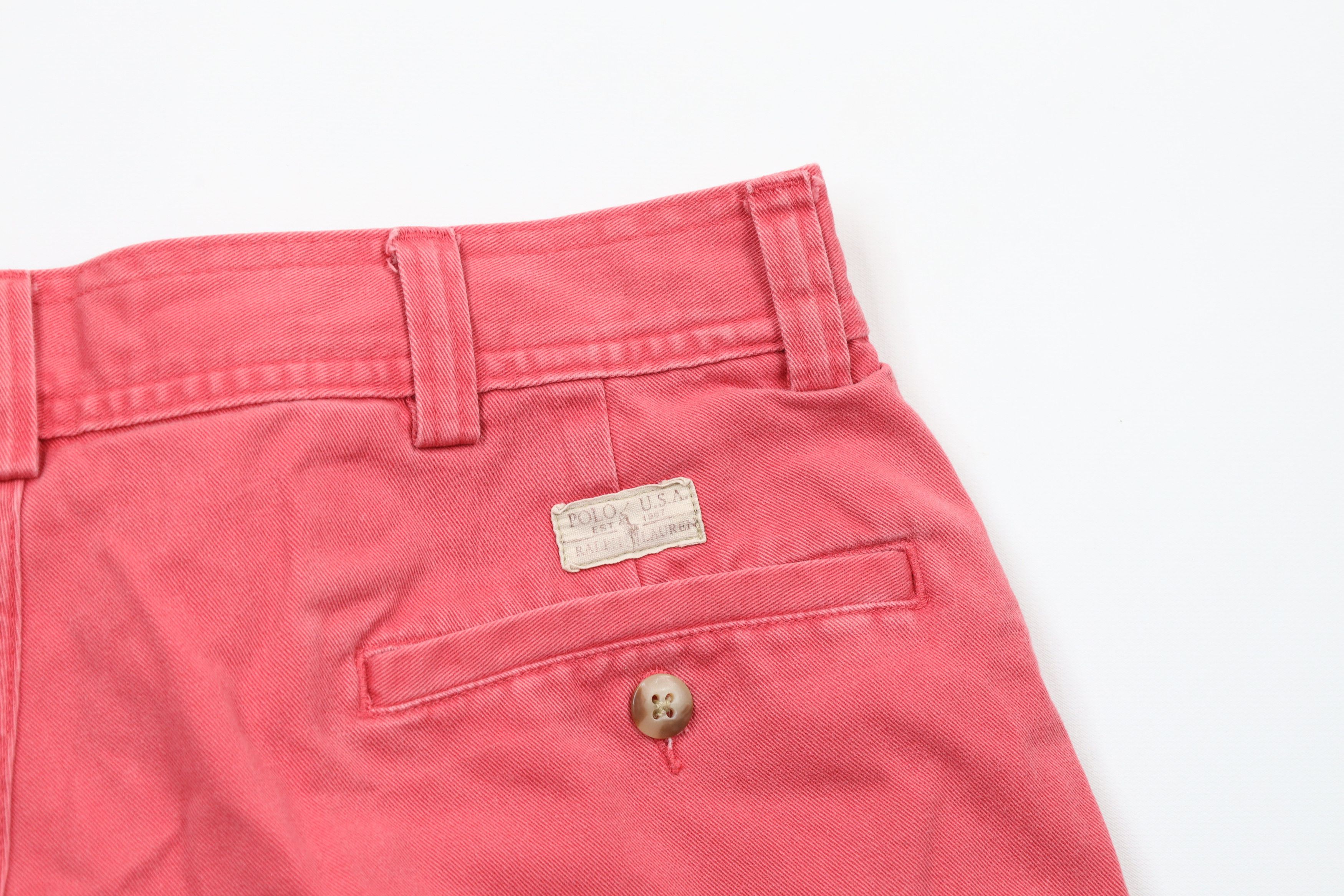 Ralph Lauren × Vintage Vintage 90s Ralph Lauren Out Heavyweight Cargo Shorts Pink Size US 35 - 10 Thumbnail