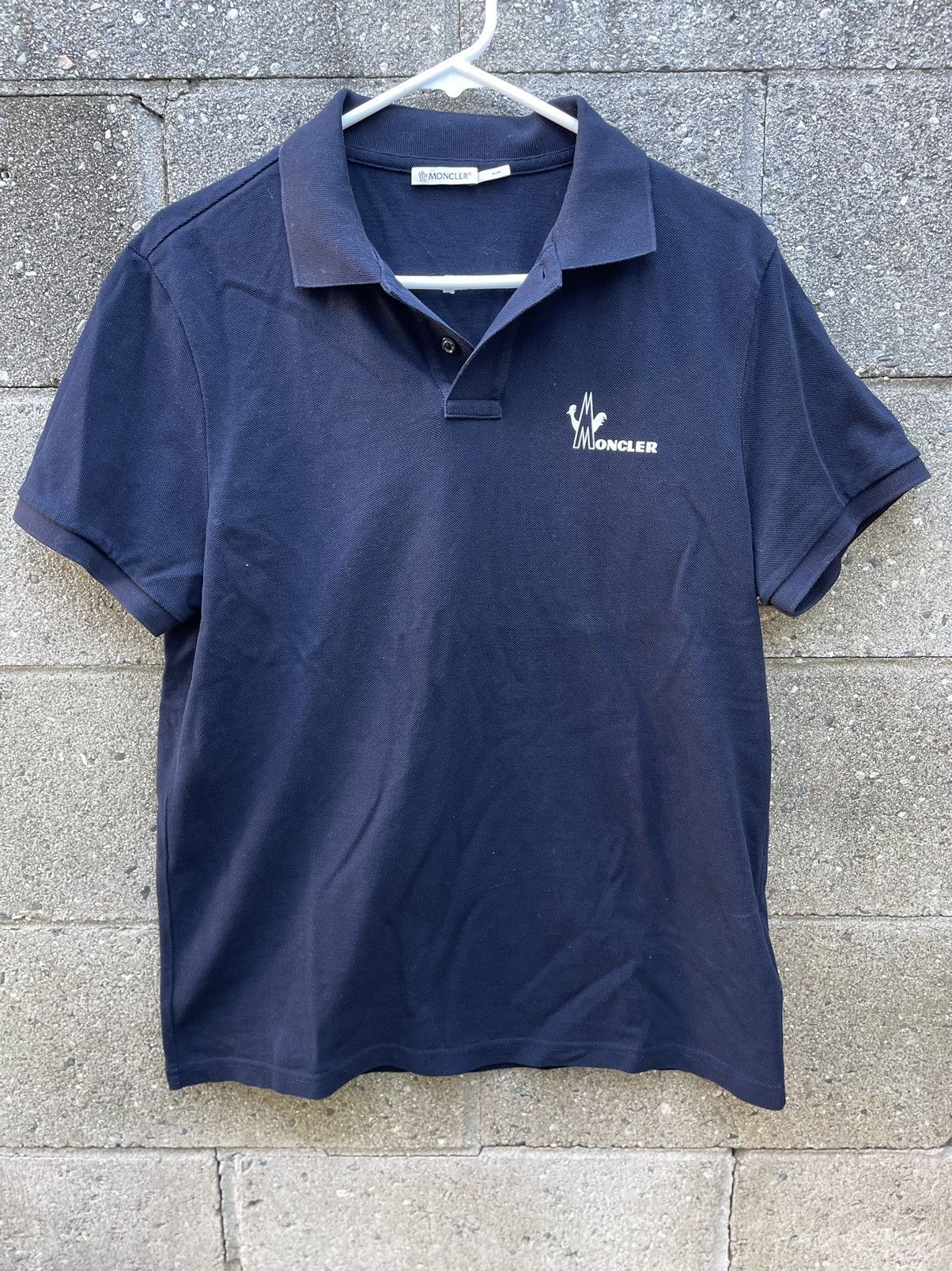 image of Moncler Polo Shirt M Monogram Rooster Logo Designer in Navy, Men's (Size Medium)