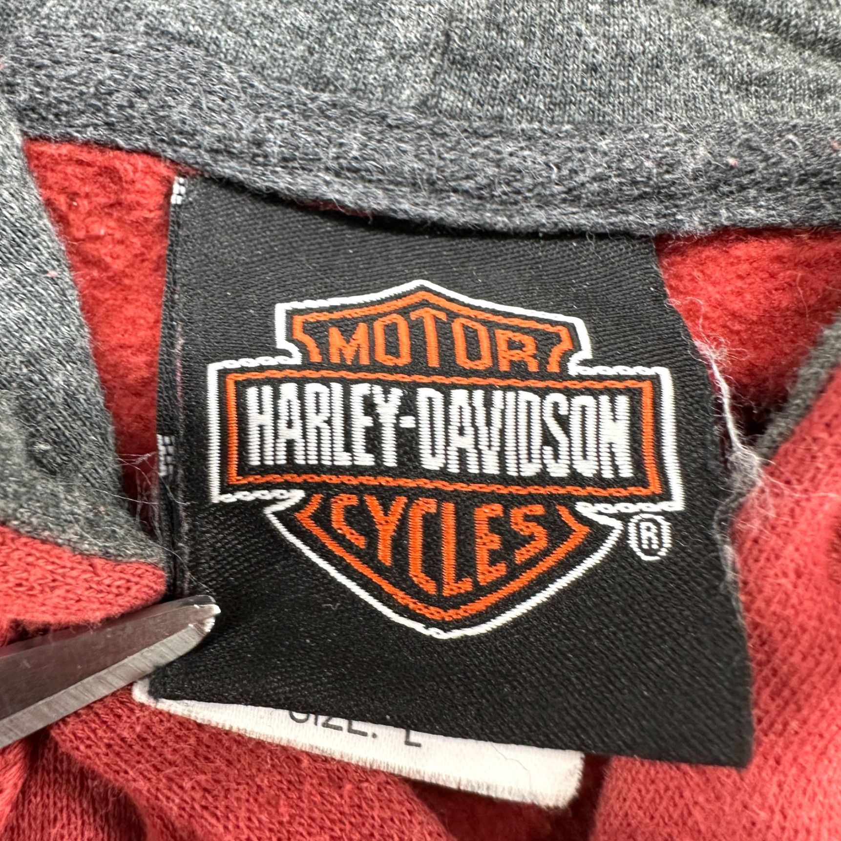 Harley Davidson VINTAGE Harley-Davidson Hoodie Mens L Red Pullover Sweatshirt Cotton Stripe Y2K Size US L / EU 52-54 / 3 - 4 Thumbnail