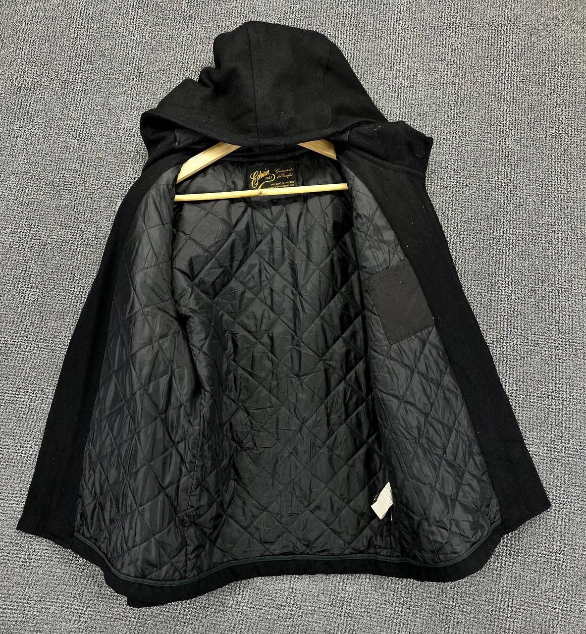 Edwin Vintage Edwin Black Hooded Wool Duffle Coat Jacket Size L / US 10 / IT 46 - 6 Thumbnail