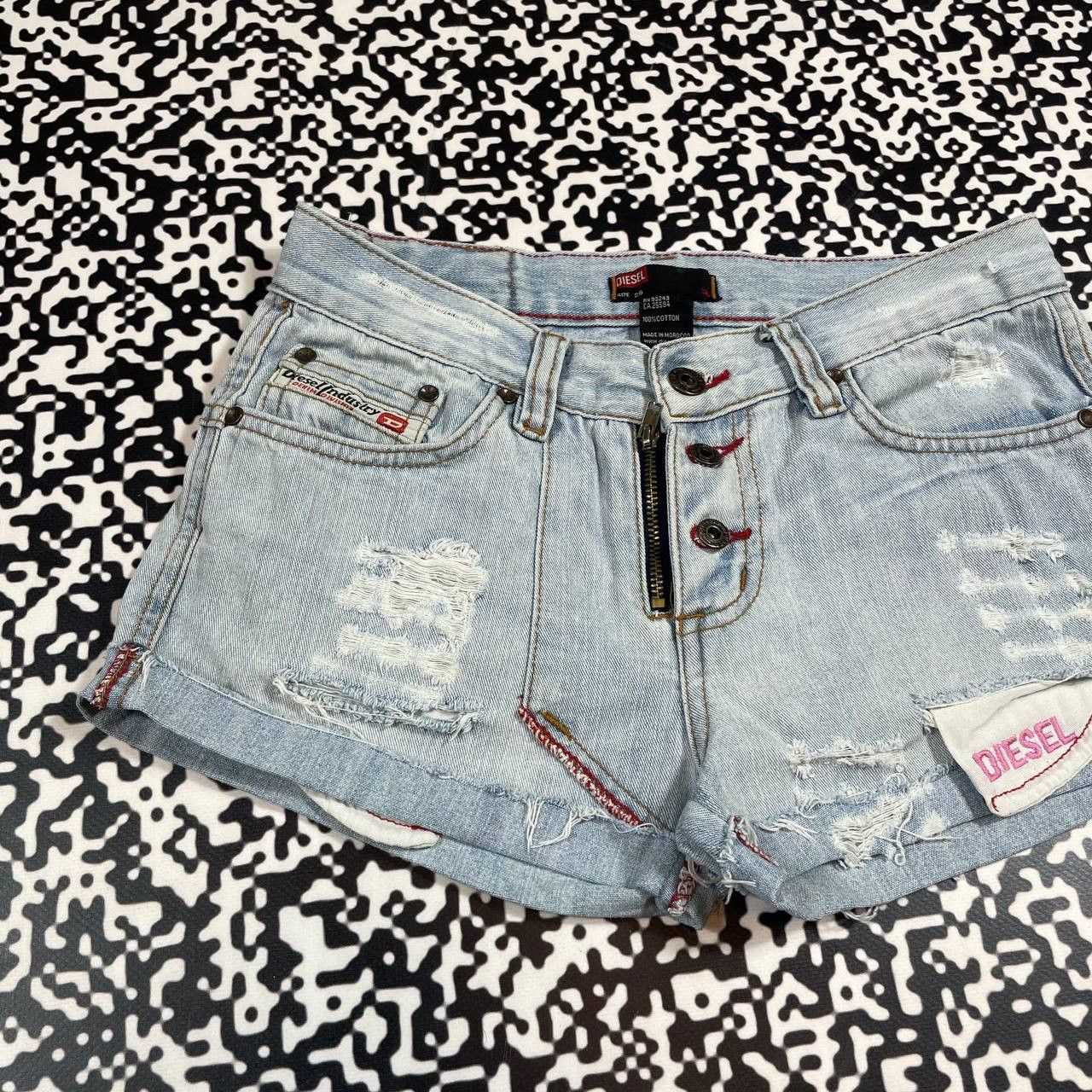 Diesel Vintage Y2K Diesel Distressed Style Mini Shorts 90s Style Size 28" / US 6 / IT 42 - 3 Thumbnail