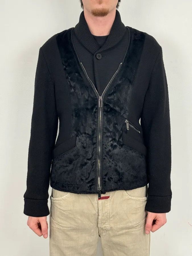 Emporio Armani 2000s Emporio Armani Black Pony Hair & Wool Jacket Size US M / EU 48-50 / 2 - 2 Thumbnail