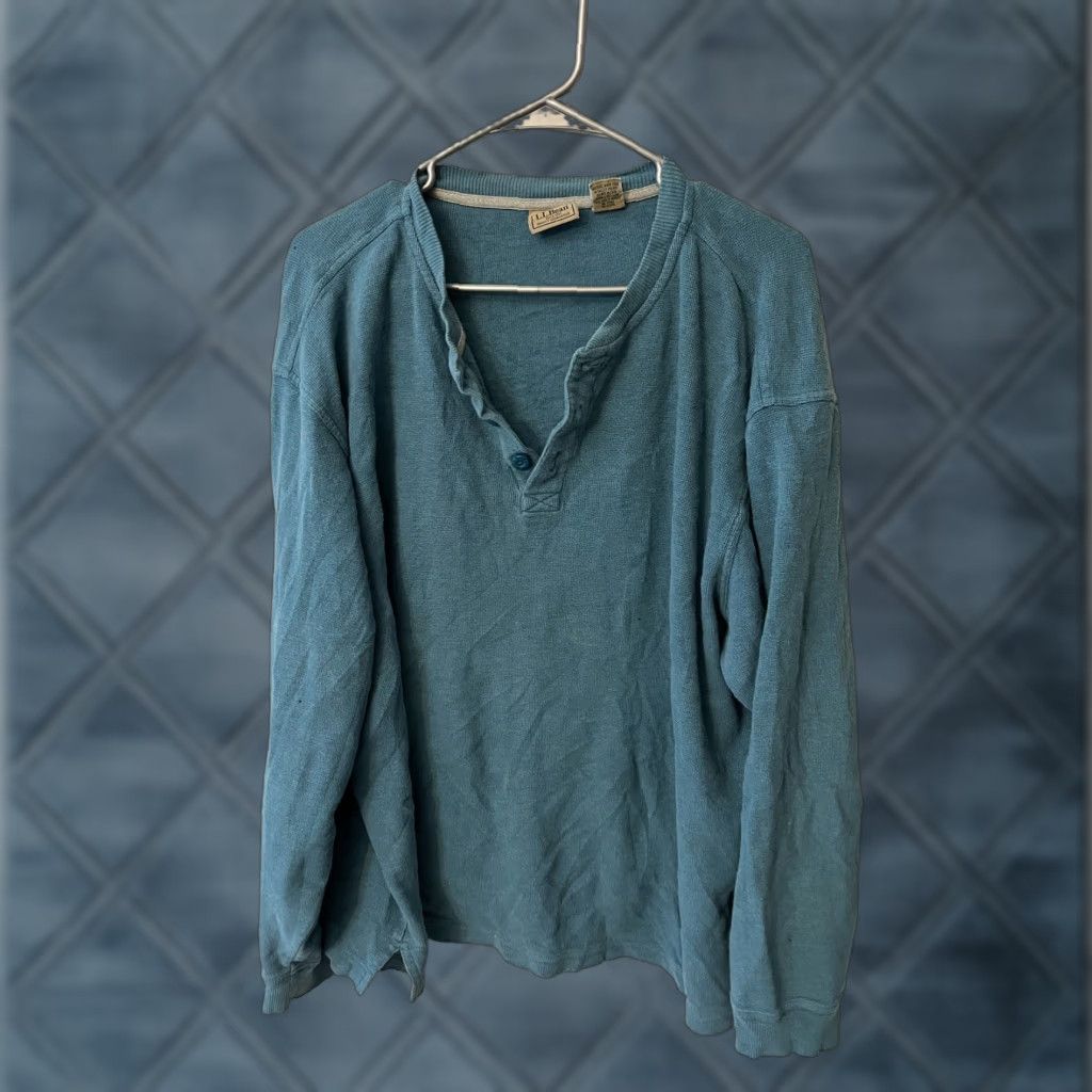 Vintage LL Bean Thermal Shirt Mens XL Blue Long Sleeve Henley T-Shirt 187244 Size US XL / EU 56 / 4 - 1 Thumbnail