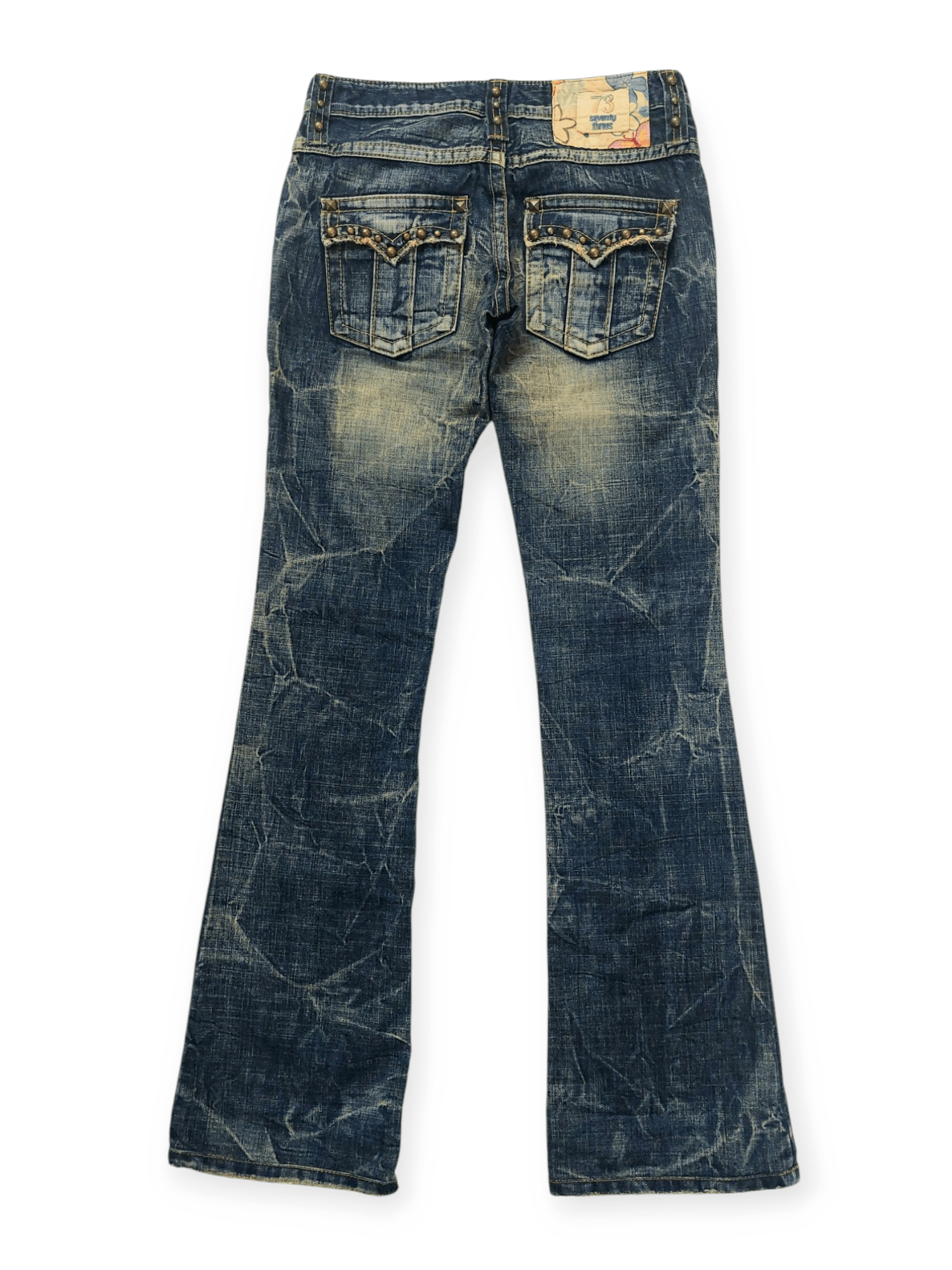 Vintage Flare 73 Seventy Threes Studded Punk Denim Size 26" / US 2 / IT 38 - 3 Thumbnail