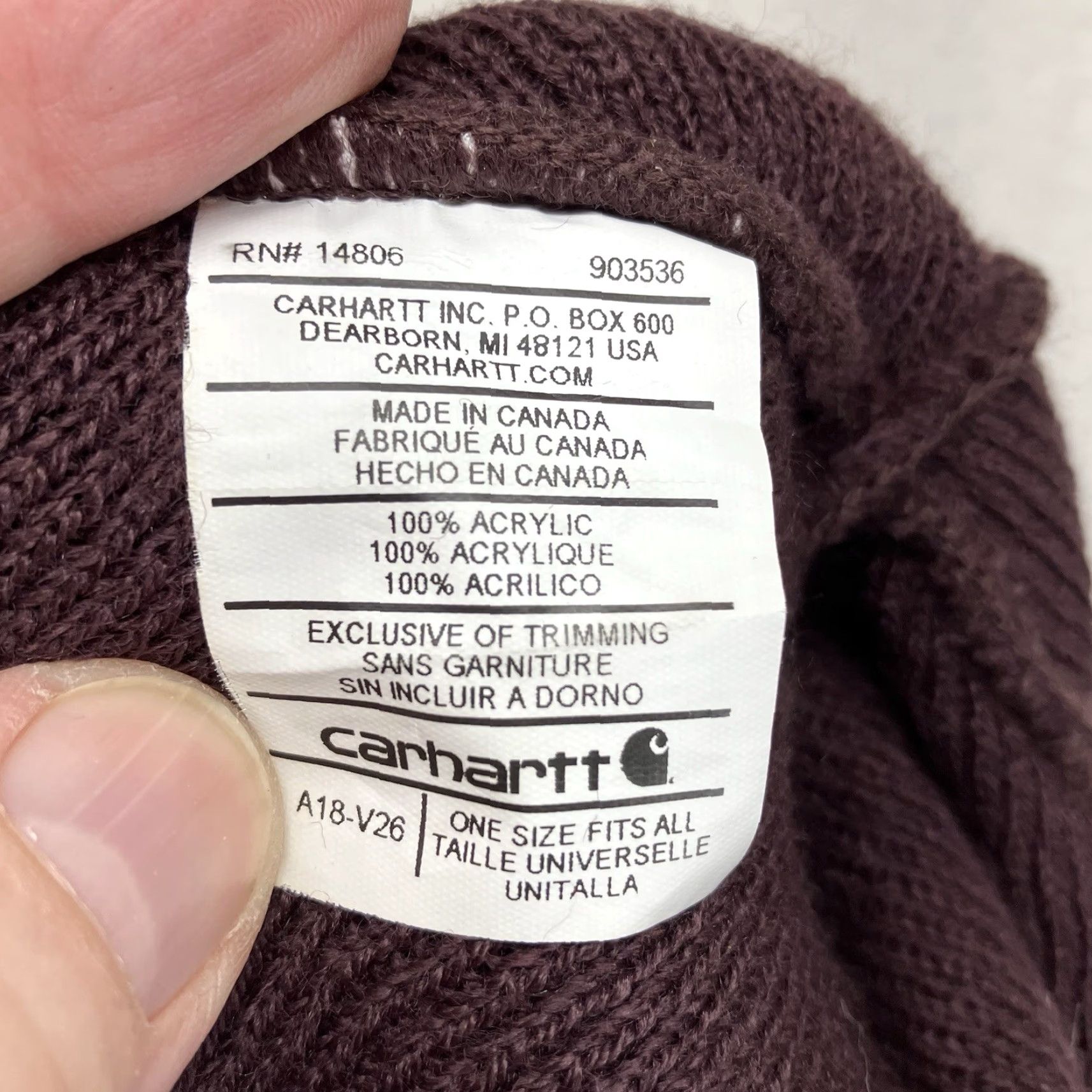 Carhartt Carhartt Beanie Hat Mens One Size Red Acrylic Knit Cuffed Winter Cold Weather Knit Solid Classic Outdoor Ski Beanie Mens Size ONE SIZE - 4 Thumbnail