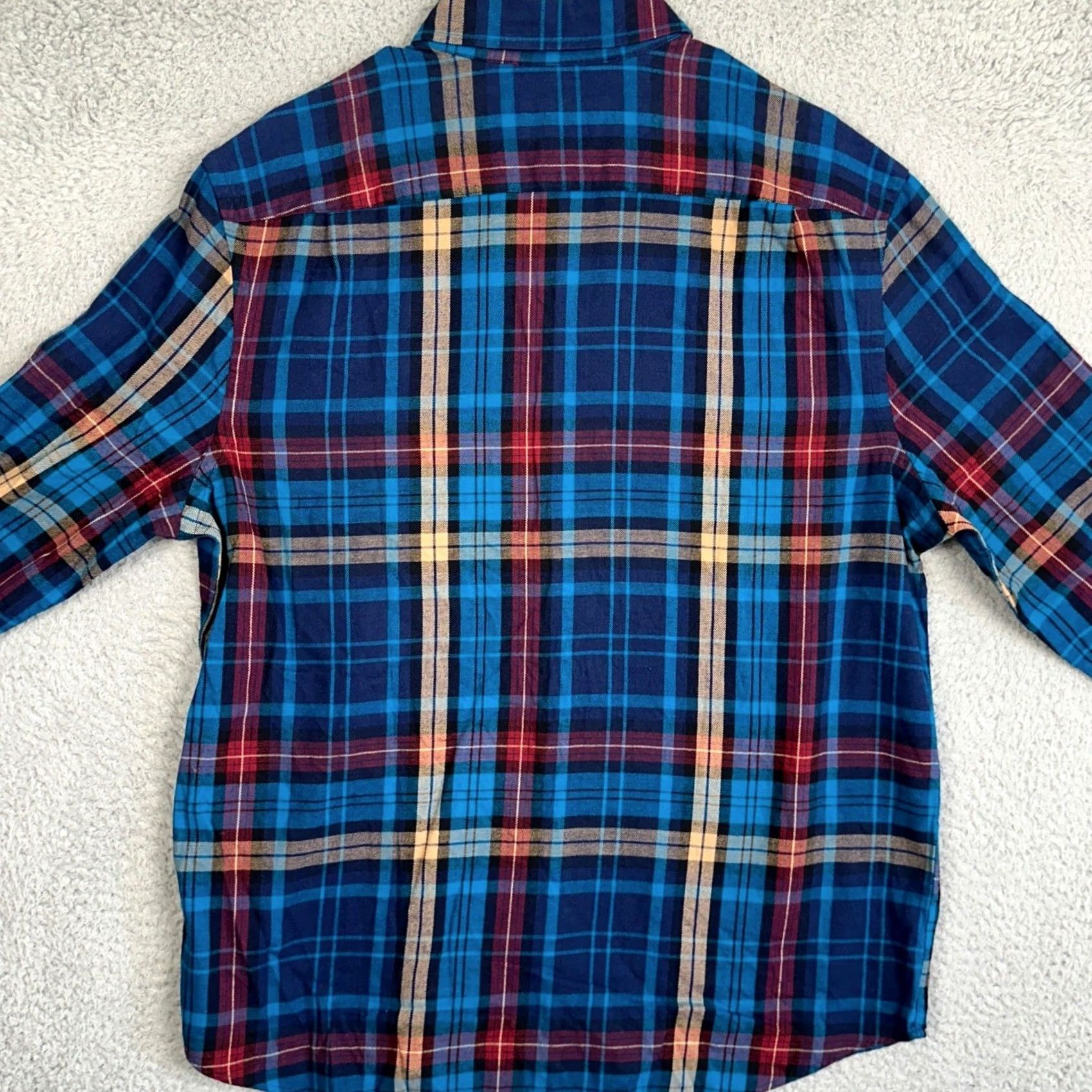 Express NEW Express Shirt Mens Large Blue Multi Plaid Flannel Button Down Stretch Pocket Size US L / EU 52-54 / 3 - 3 Thumbnail