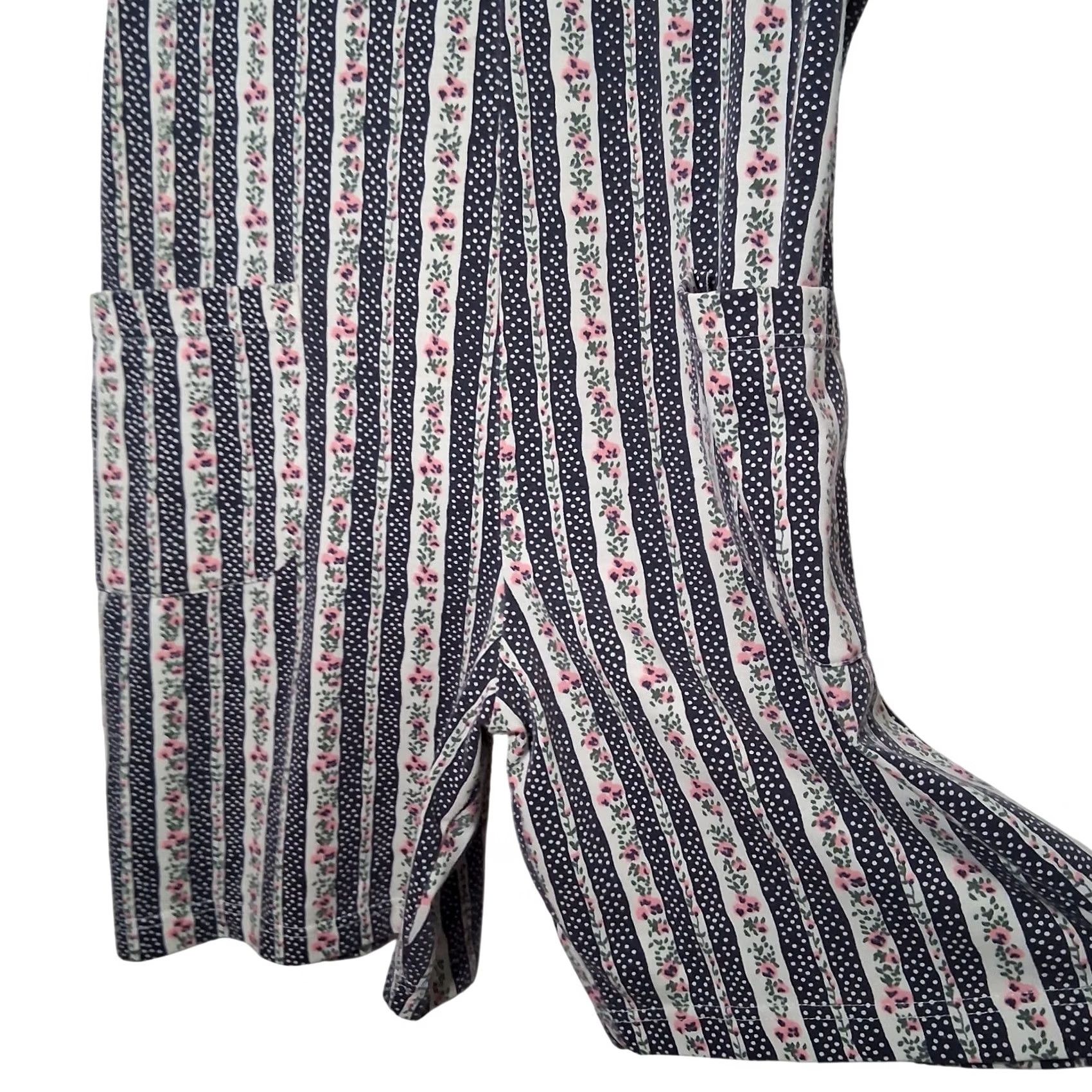 Vintage VINTAGE Paris Sport Club World Wide Romper Shirt One-Piece Blue Flowers Polka Dot Striped 1990s S Womens Size 28" / US 6 / IT 42 - 6 Thumbnail