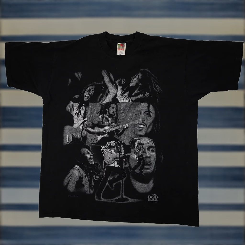 Vintage VINTAGE Bob Marley Mens XL T-Shirt Black Graphic Collage Grapic Shirt Boys? Size US XL / EU 56 / 4 - 1 Thumbnail