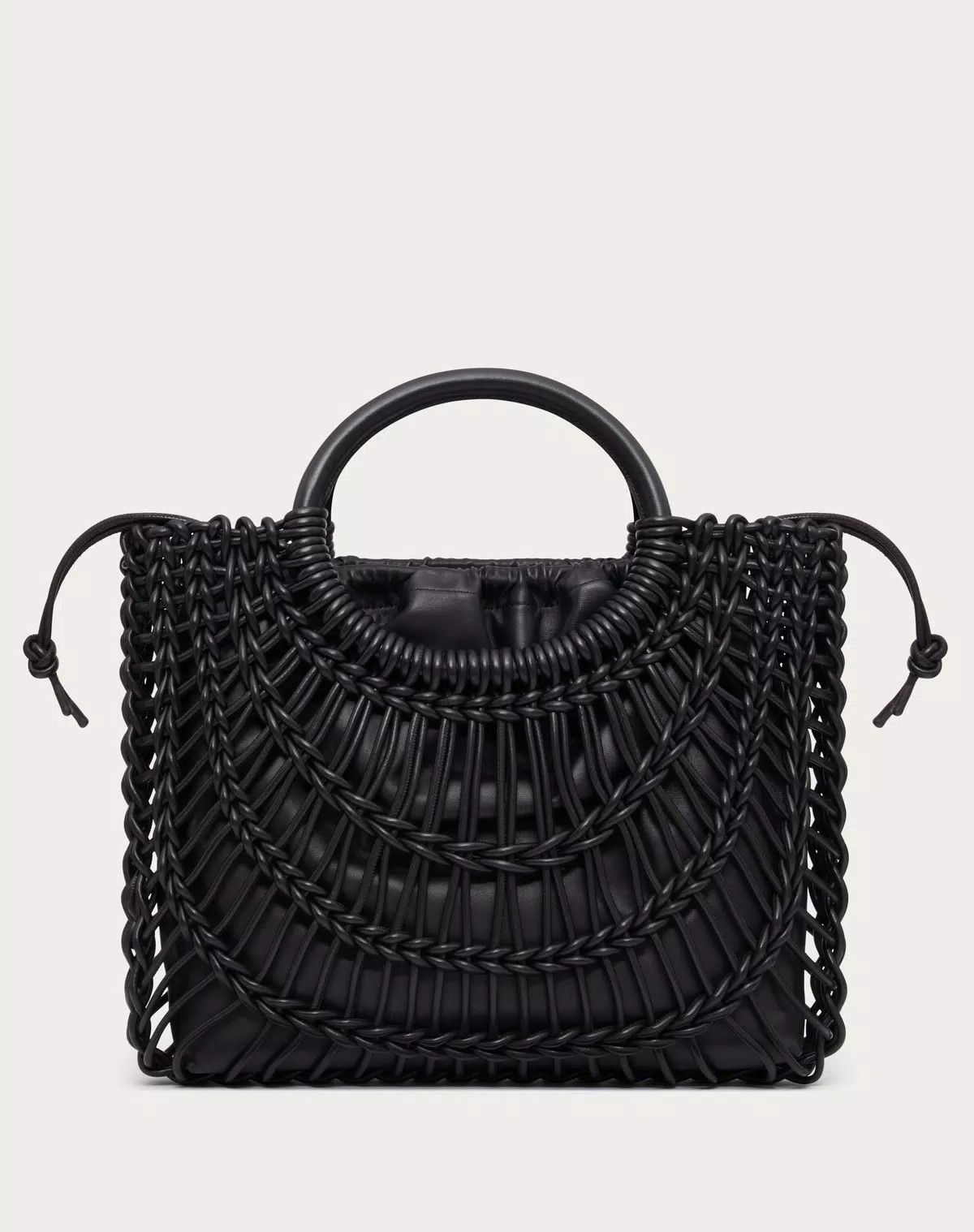 Valentino oc11z0725 Size:OS/Allknots Woven Leather Shopper in Black Size ONE SIZE - 3 Thumbnail