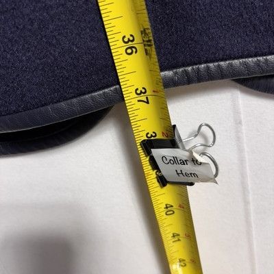 St. John St. John Womens Sz L Navy Wool Angora Cashmere Coat Leather Size L / US 10 / IT 46 - 9 Thumbnail