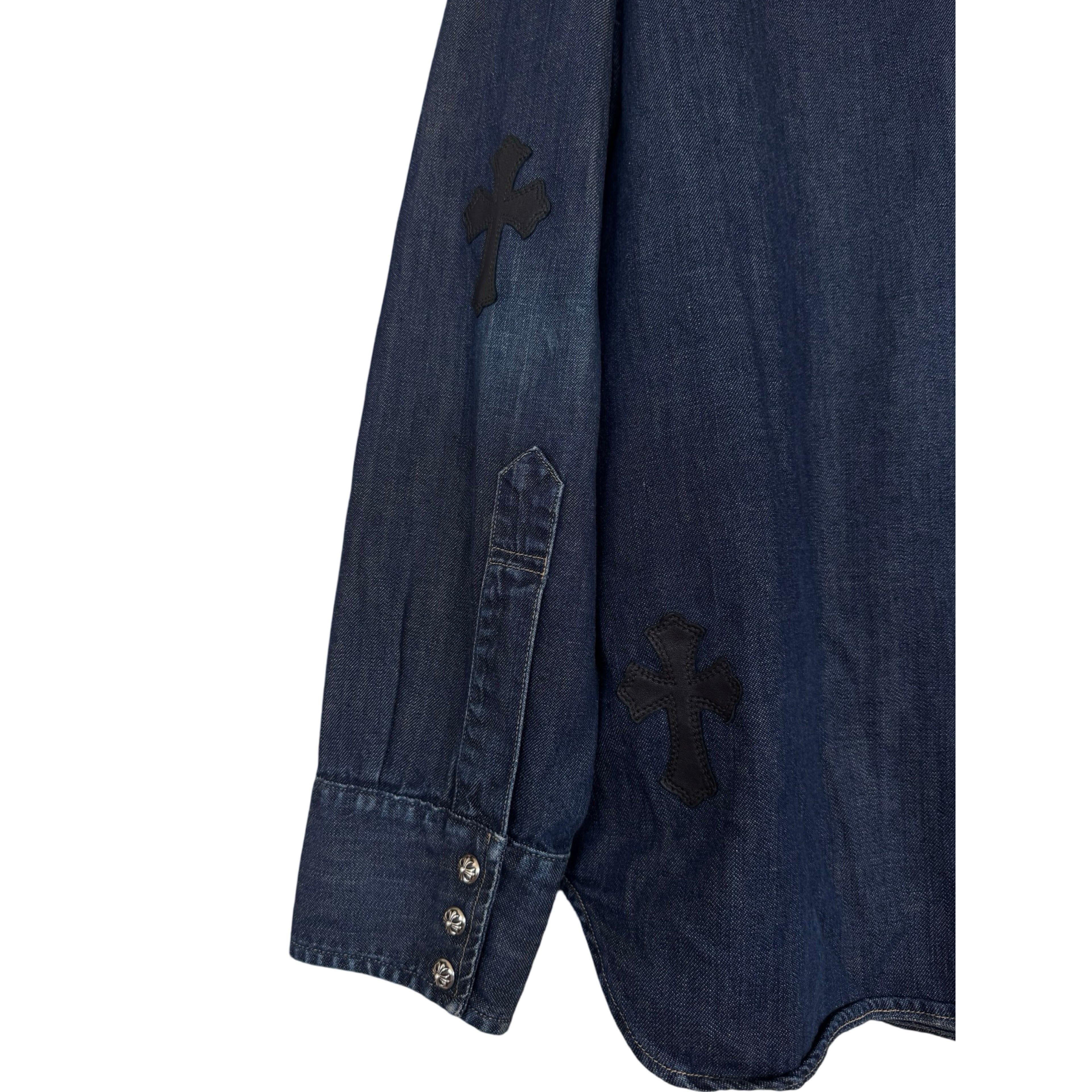 Chrome Hearts CH Levis Dark Blue Denim Shirt With Patches Size US XL / EU 56 / 4 - 13 Thumbnail