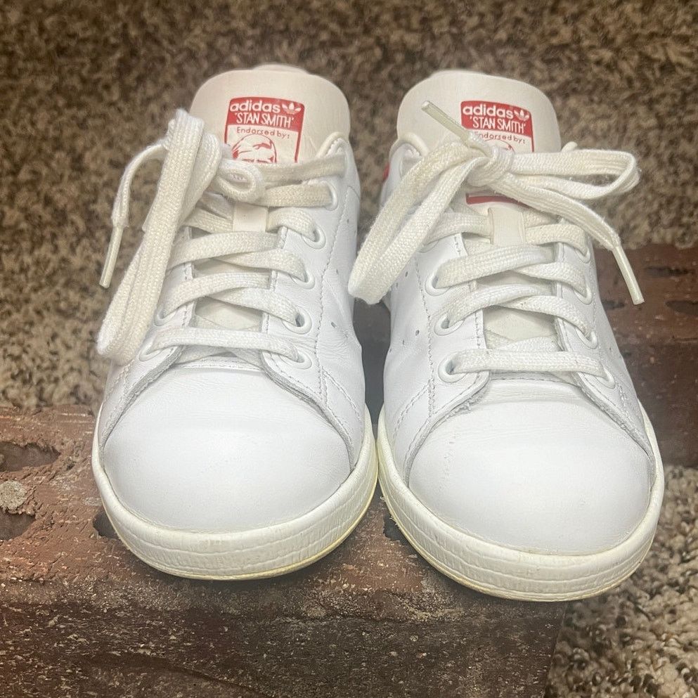 Adidas adidas Stan Smith Leather Trainer Shoes Off White/Red Mens 5 Size US 6.5 / IT 36.5 - 6 Thumbnail