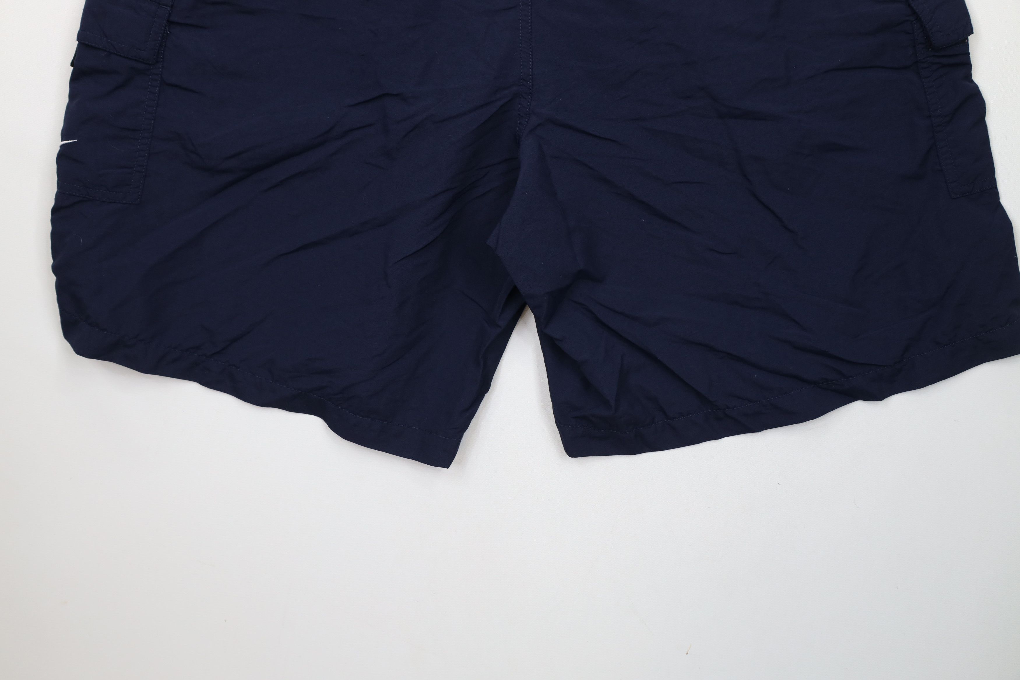 Nike × Vintage Vintage 90s Y2K Nike Mini Swoosh Lined Cargo Shorts Blue Size US 36 / EU 52 - 12 Thumbnail