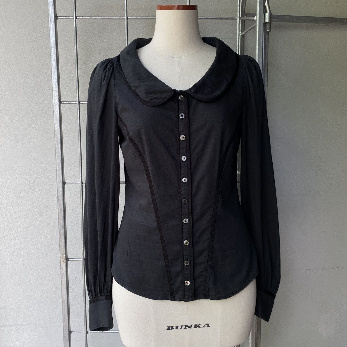 Tsumori Chisato Tsumori Chisato Black Long Sleeve Blouse Peter Pan Collar Size XS / US 0-2 / IT 36-38 - 8 Thumbnail