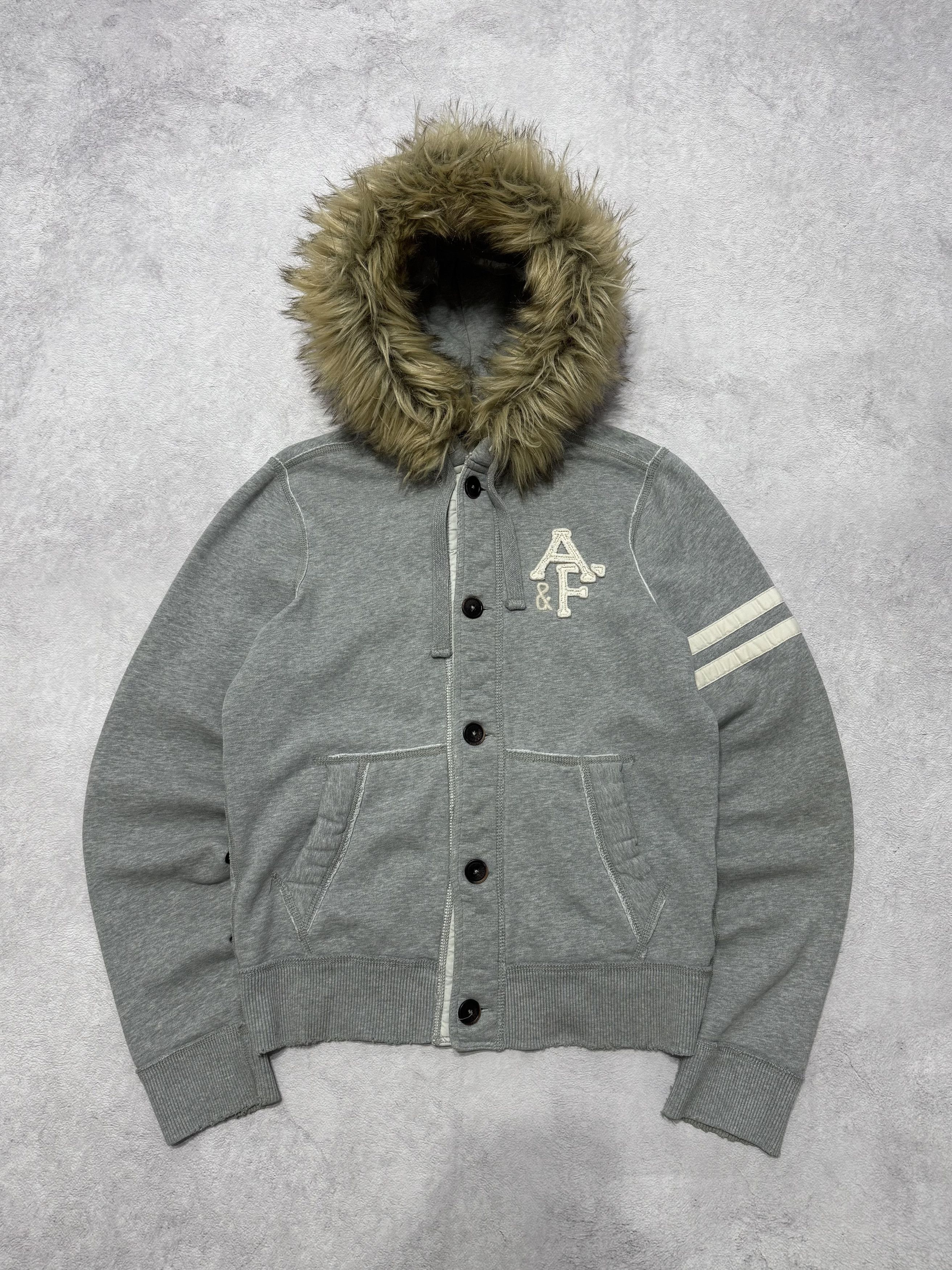 Abercrombie & Fitch 2000s Vintage Abercrombie & Fitch Button-Up Fur Hoodie Size US S / EU 44-46 / 1 - 1 Thumbnail